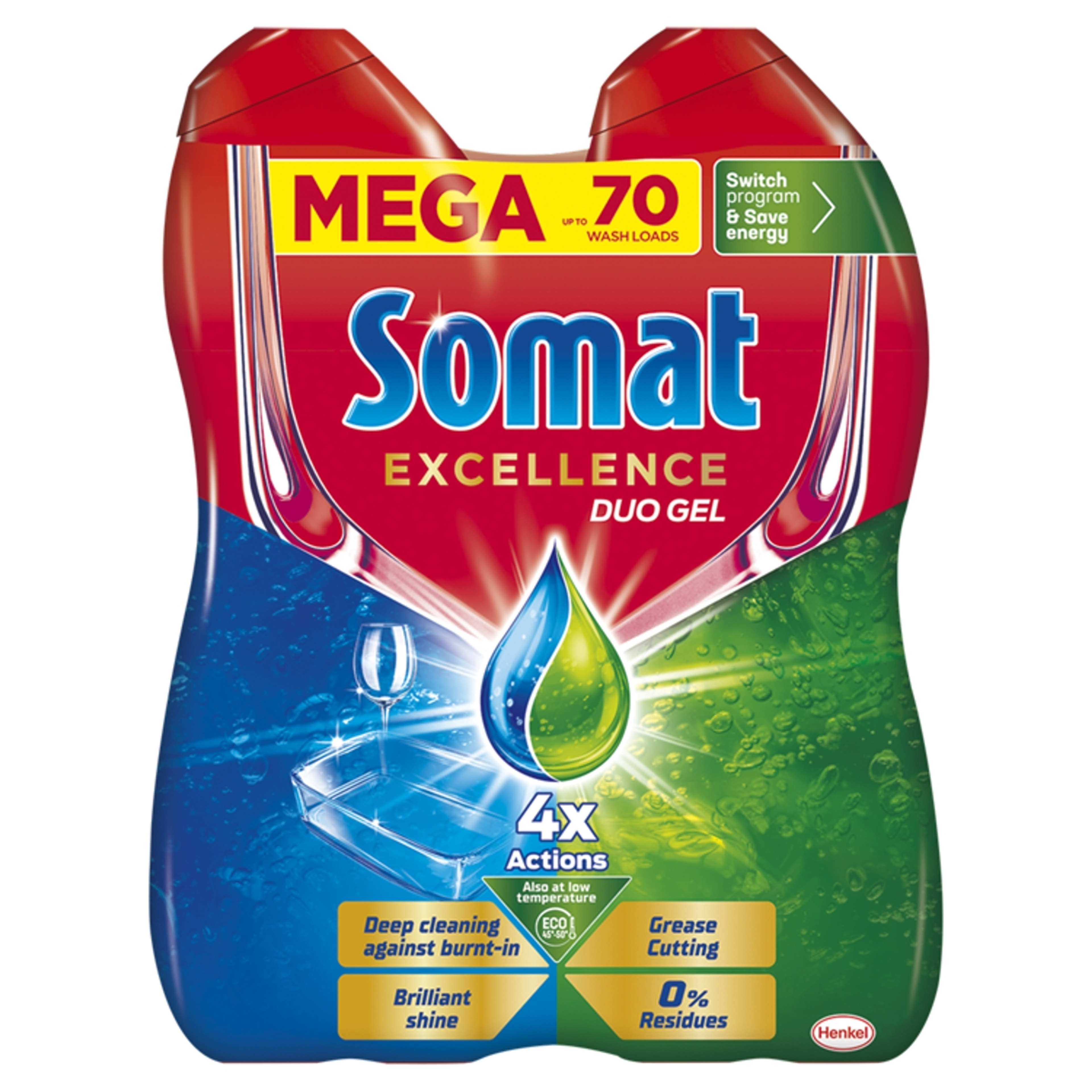 Somat Excellence Duo Gel gépi mosogatószer gél 70 mosogatás 2 x 630 ml - 1260 ml-1