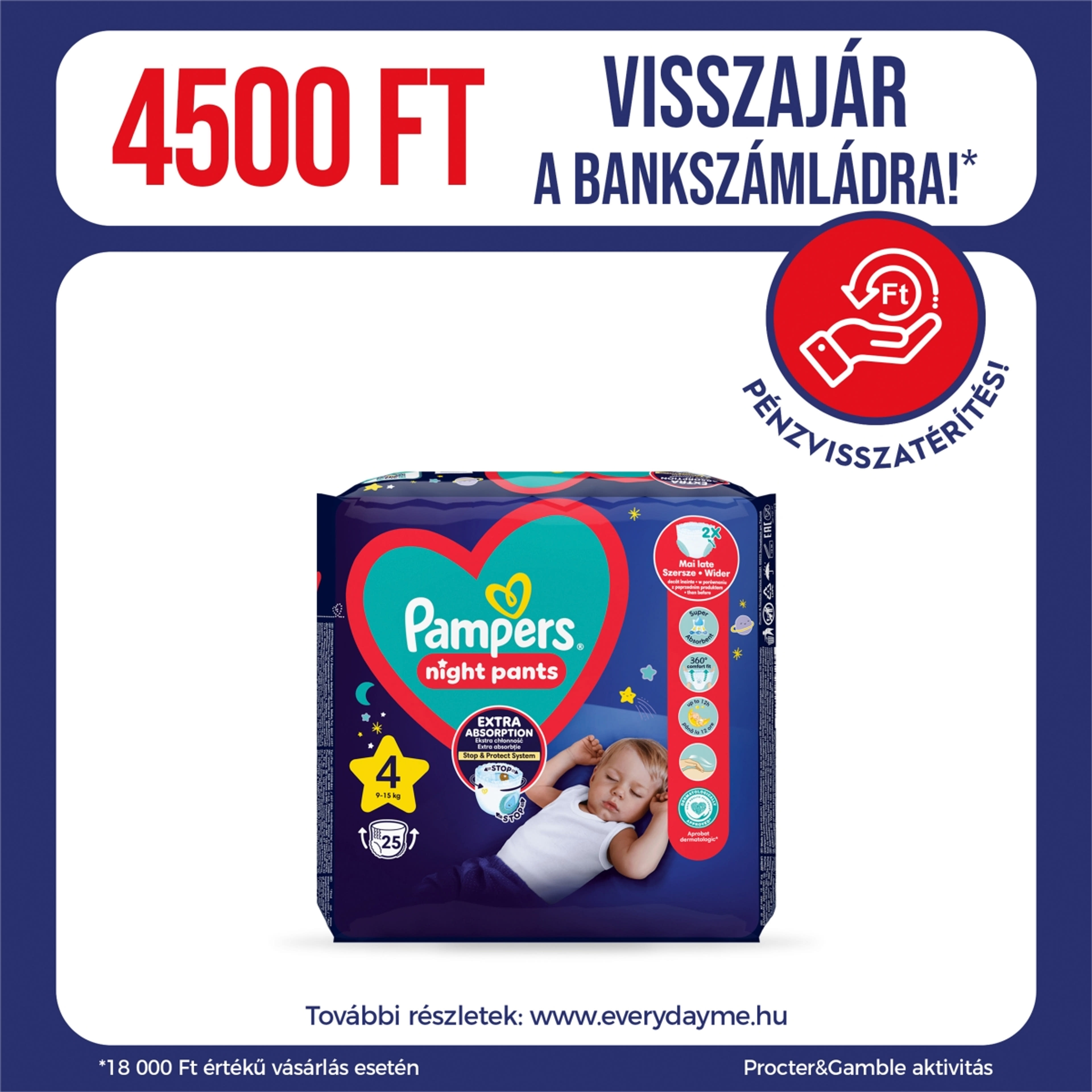 Pampers Night Pants bugyipelenka 4-es 9 - 15 kg - 25 db