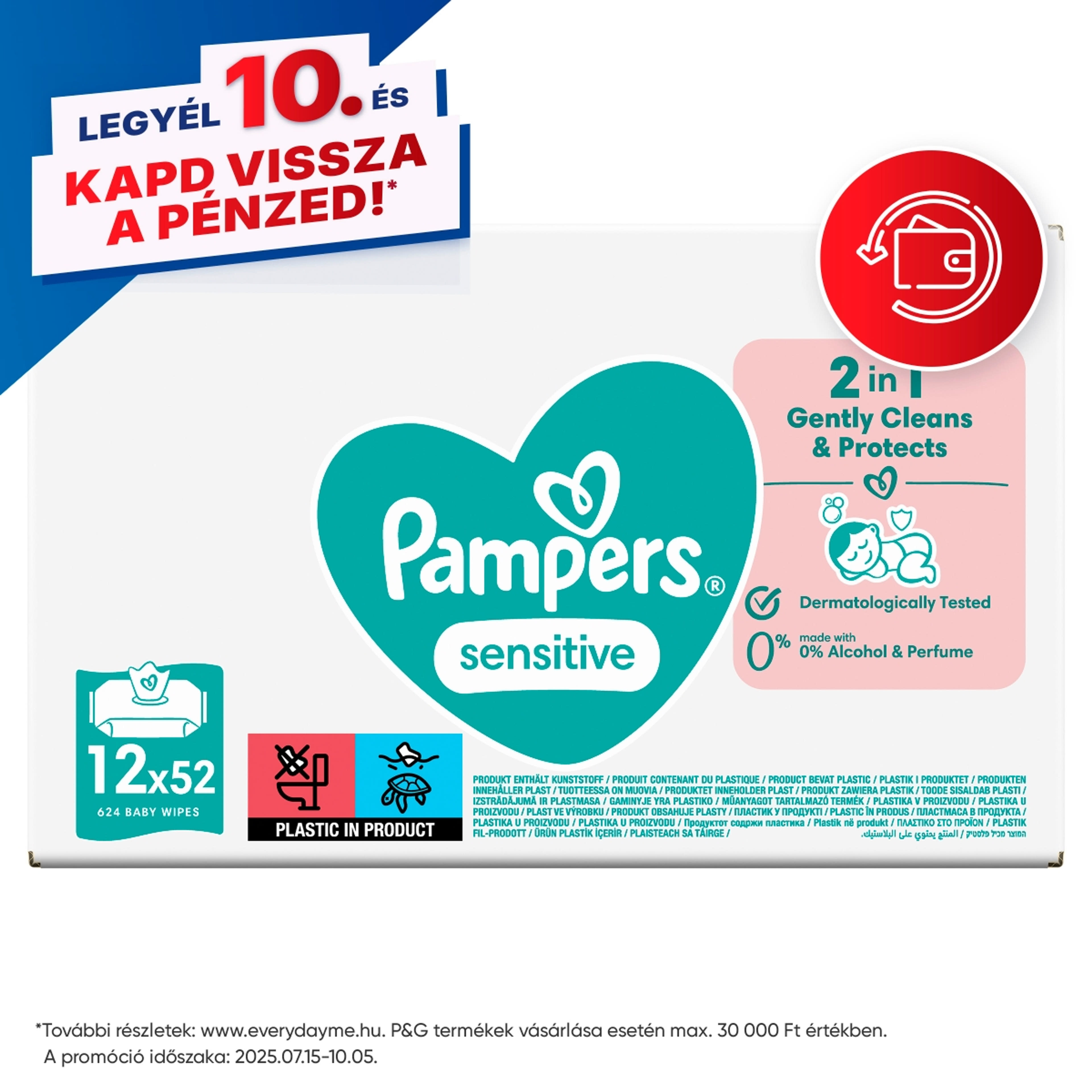 Pampers törlőkendő sensitive (12*52) - 624 db