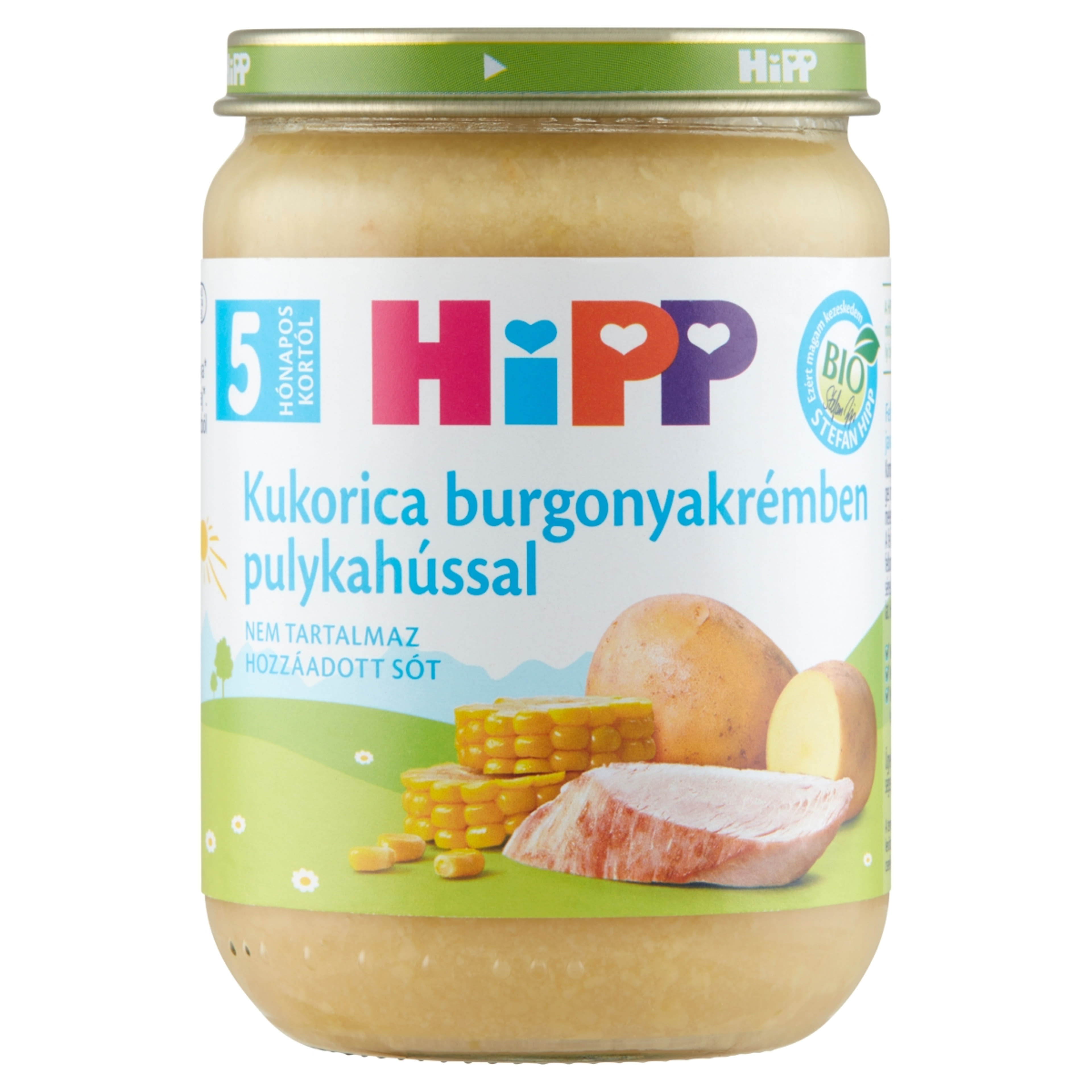 Hipp Bébiétel Burgonya Kukoricakrém Pulykahús Ízesítéssel 5 Hónapos Kortól - 190 g-1