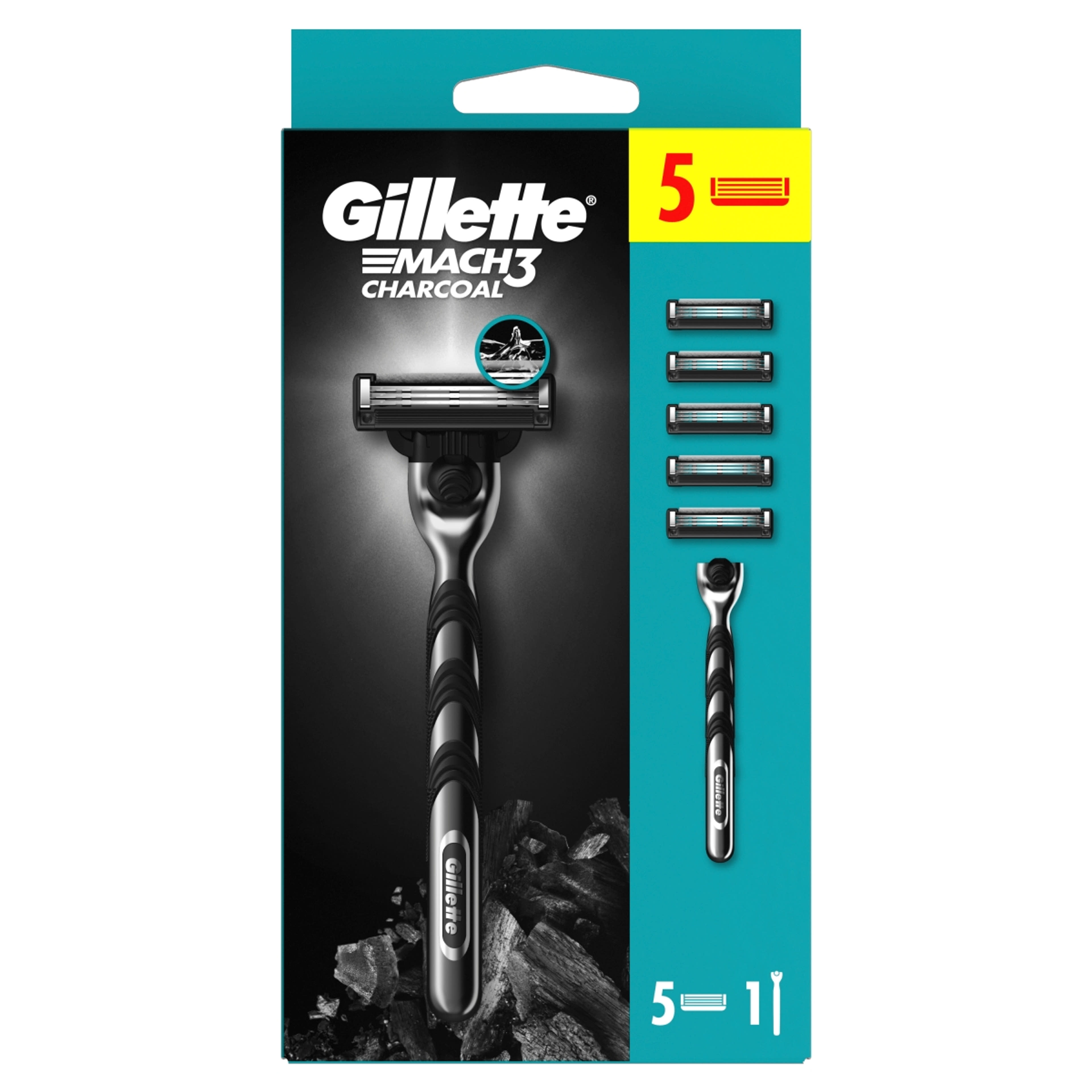 Gillette Mach3 Charcoal borotva készülék + 5 db betét - 1 db-1