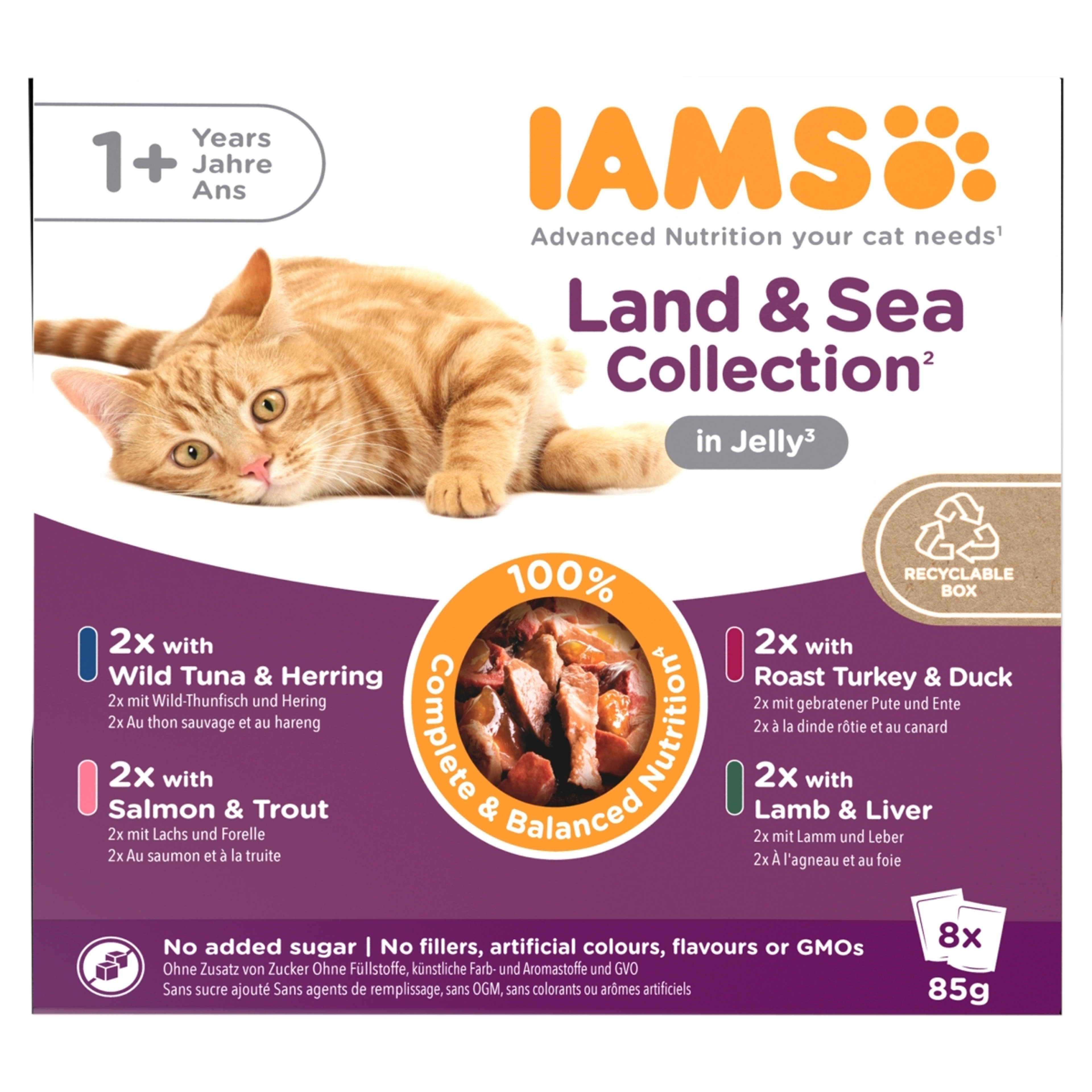 IAMS Advanced Nutrition húsos és halas válogatás zselében 8x85 g - 680 g