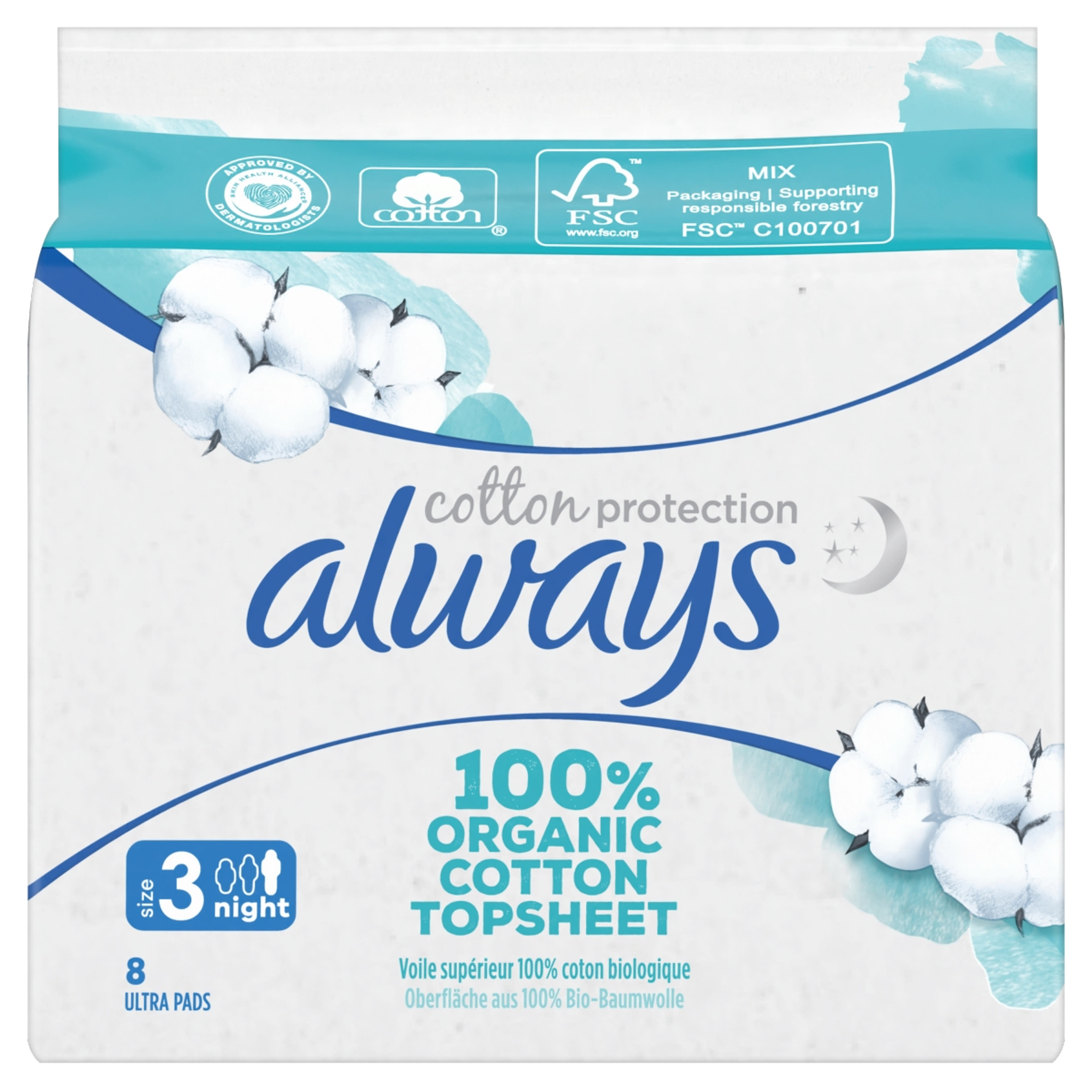 Always Cotton Protection Ultra Night egészségügyi betét - 8 db