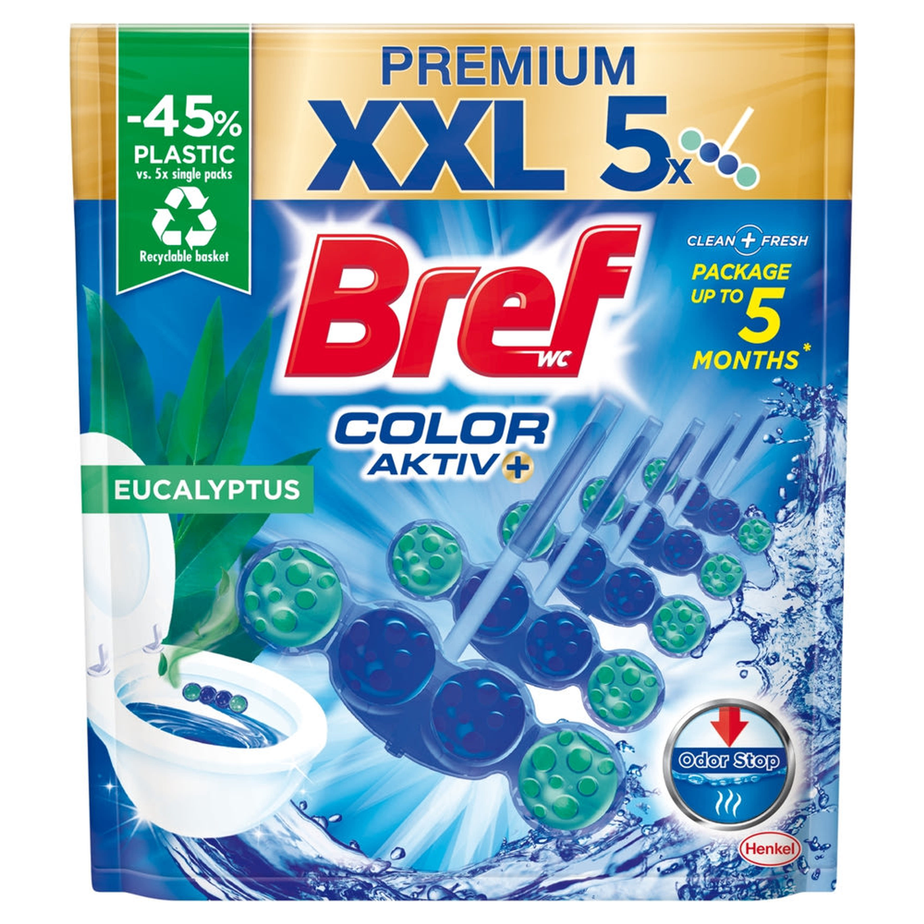 Bref Color Aktiv Eucalyptus WC frissítő (5 x 50 g) - 250 g