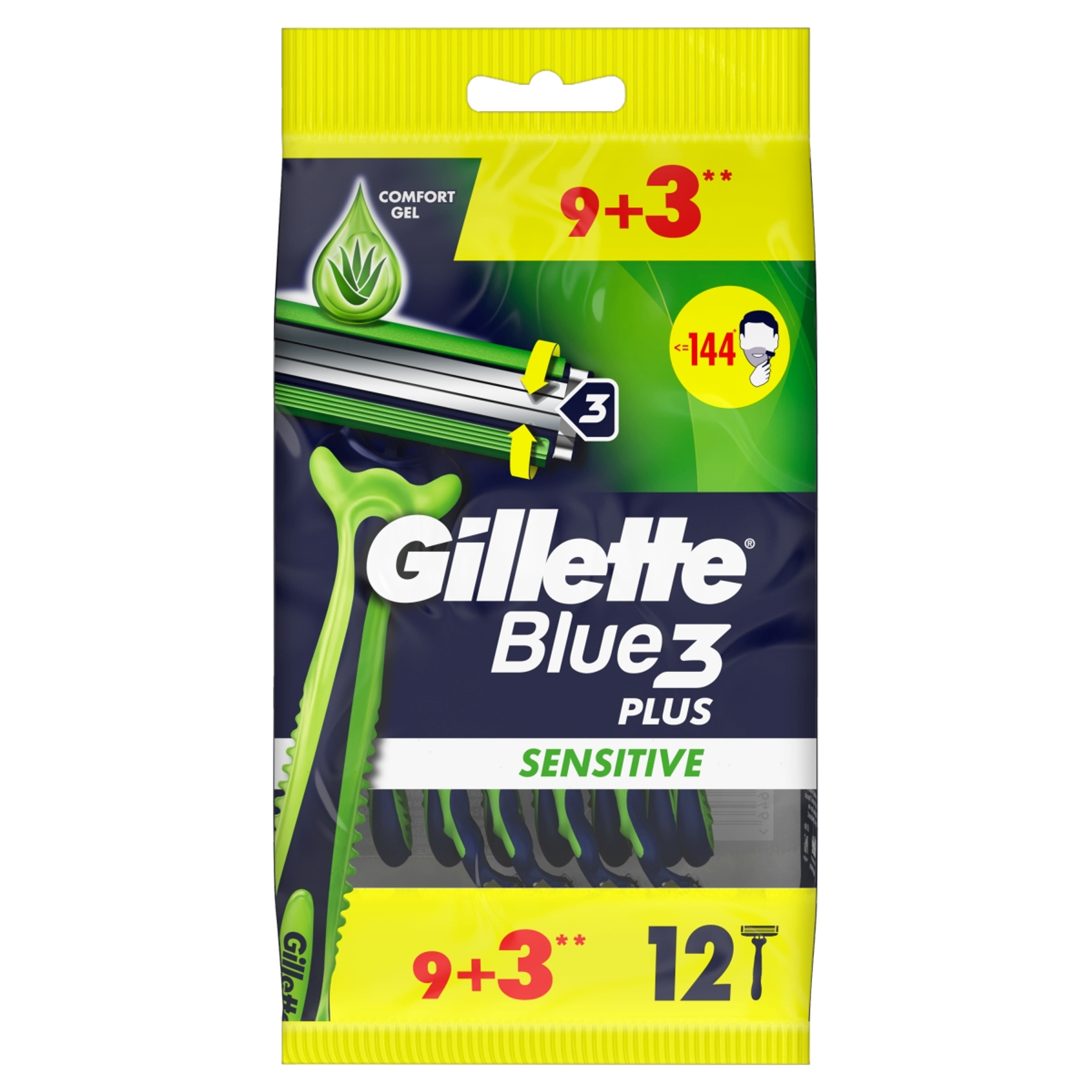 Gillette blue3 sensitive eldobható borotva - 12 db