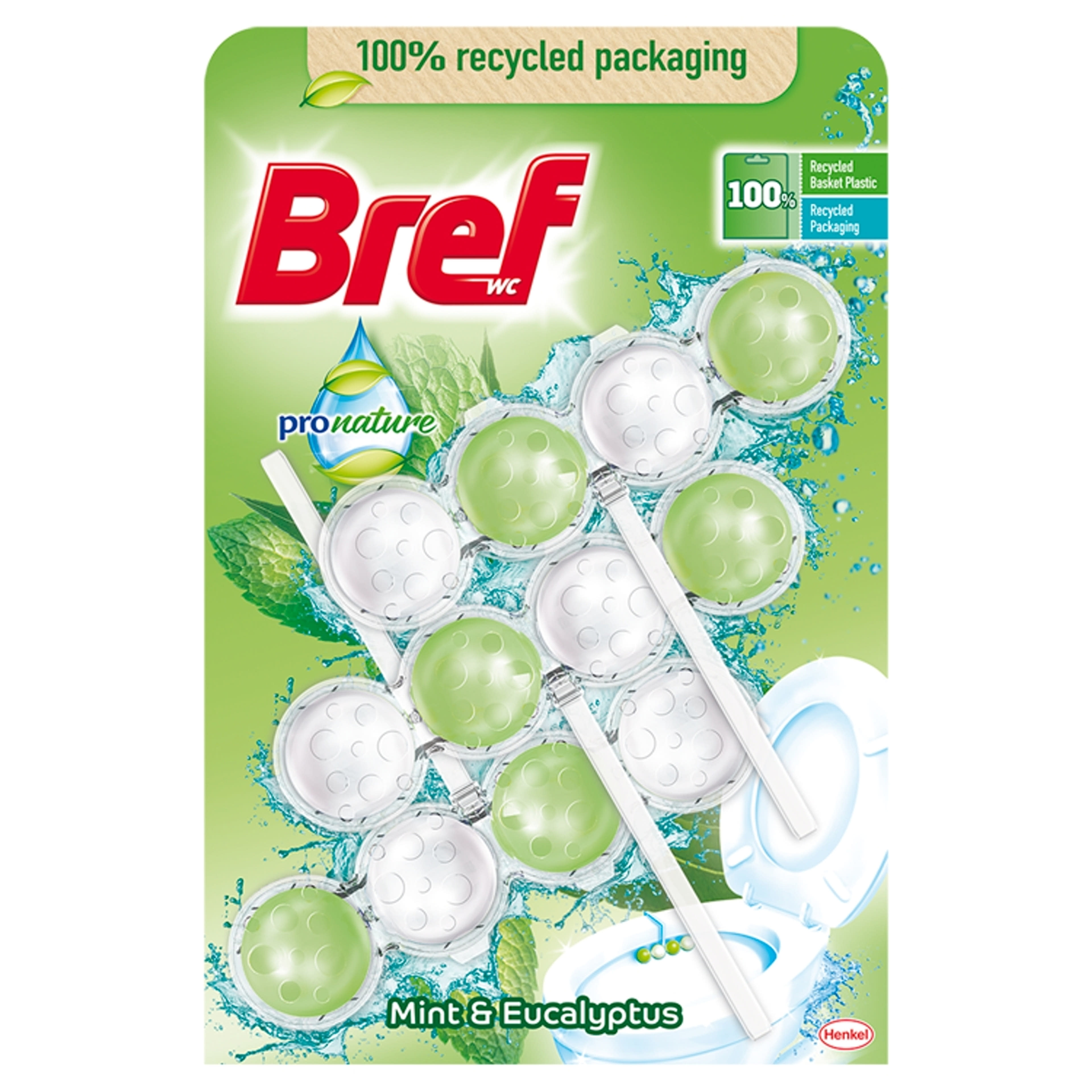 Bref ProNature Mint & Eucalyptus WC illatosító (3x50 g) - 150 g