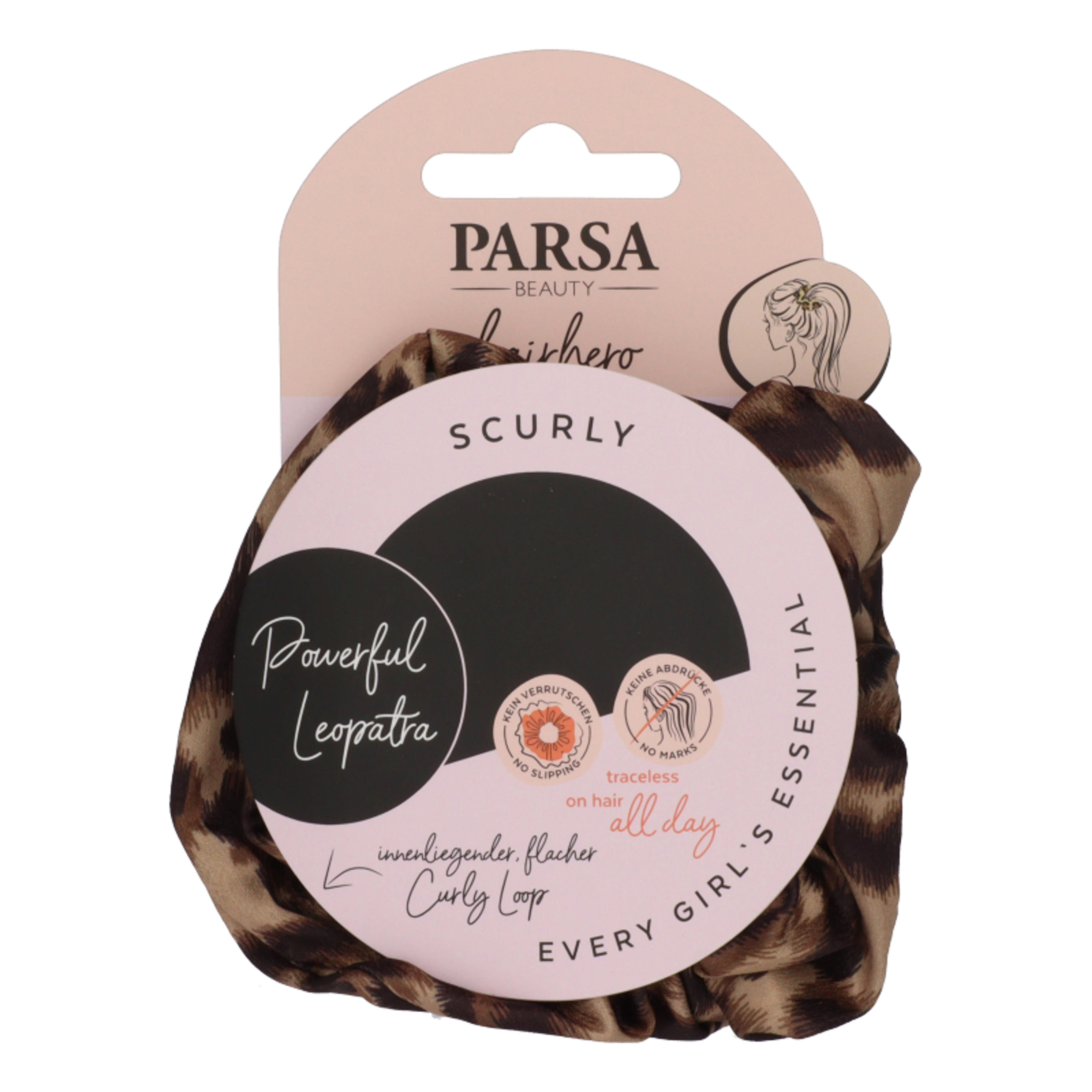 Parsa Beauty hajgumi rózsaszin, fekete, leo mintas - 1 db-1