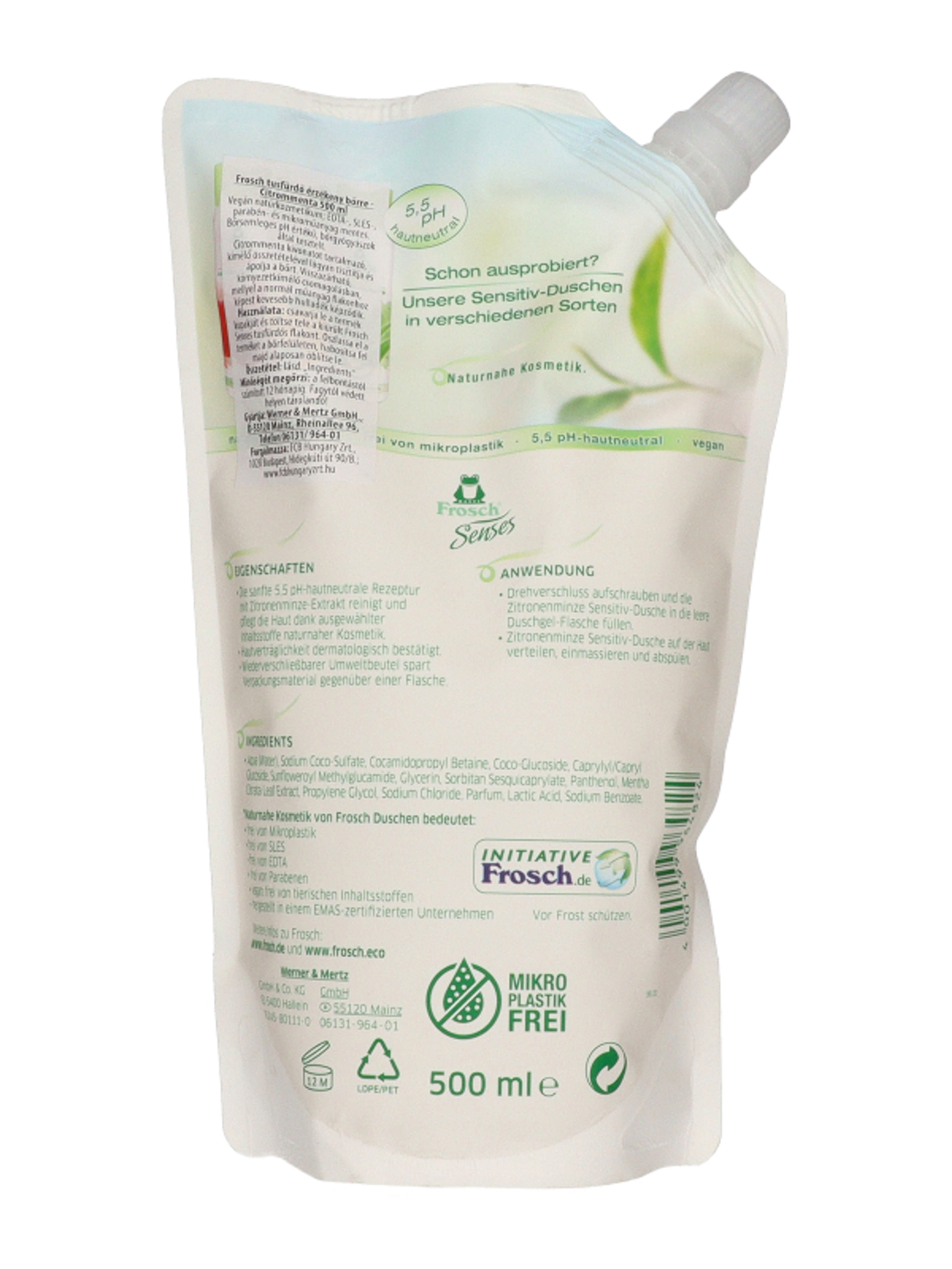 Frosch tusfürdő utántöltő citrommenta kivonattal - 500 ml-4