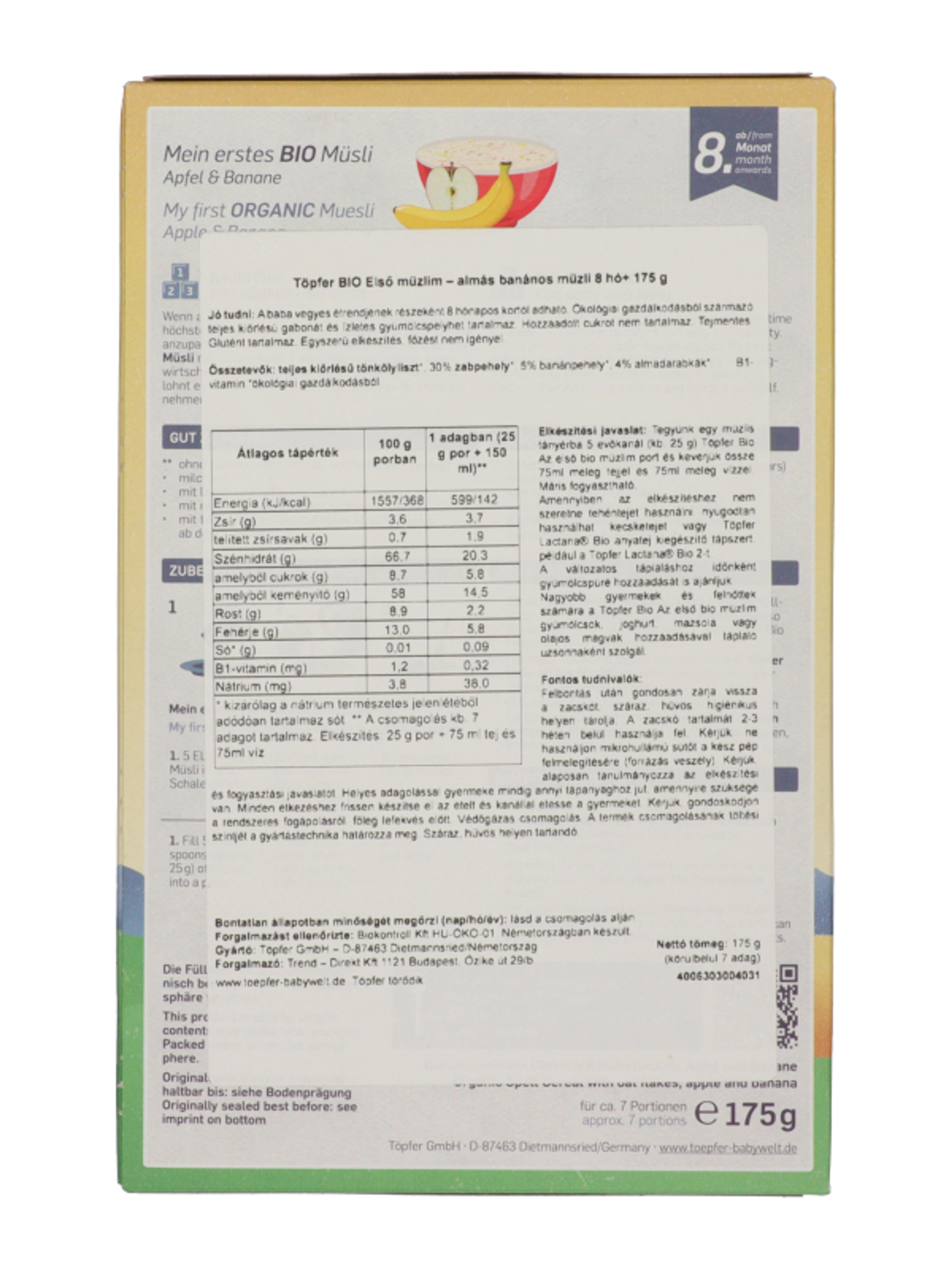 Töpfer Bio müzli almával és banánnal 8 hónapos kortól - 175 g-3