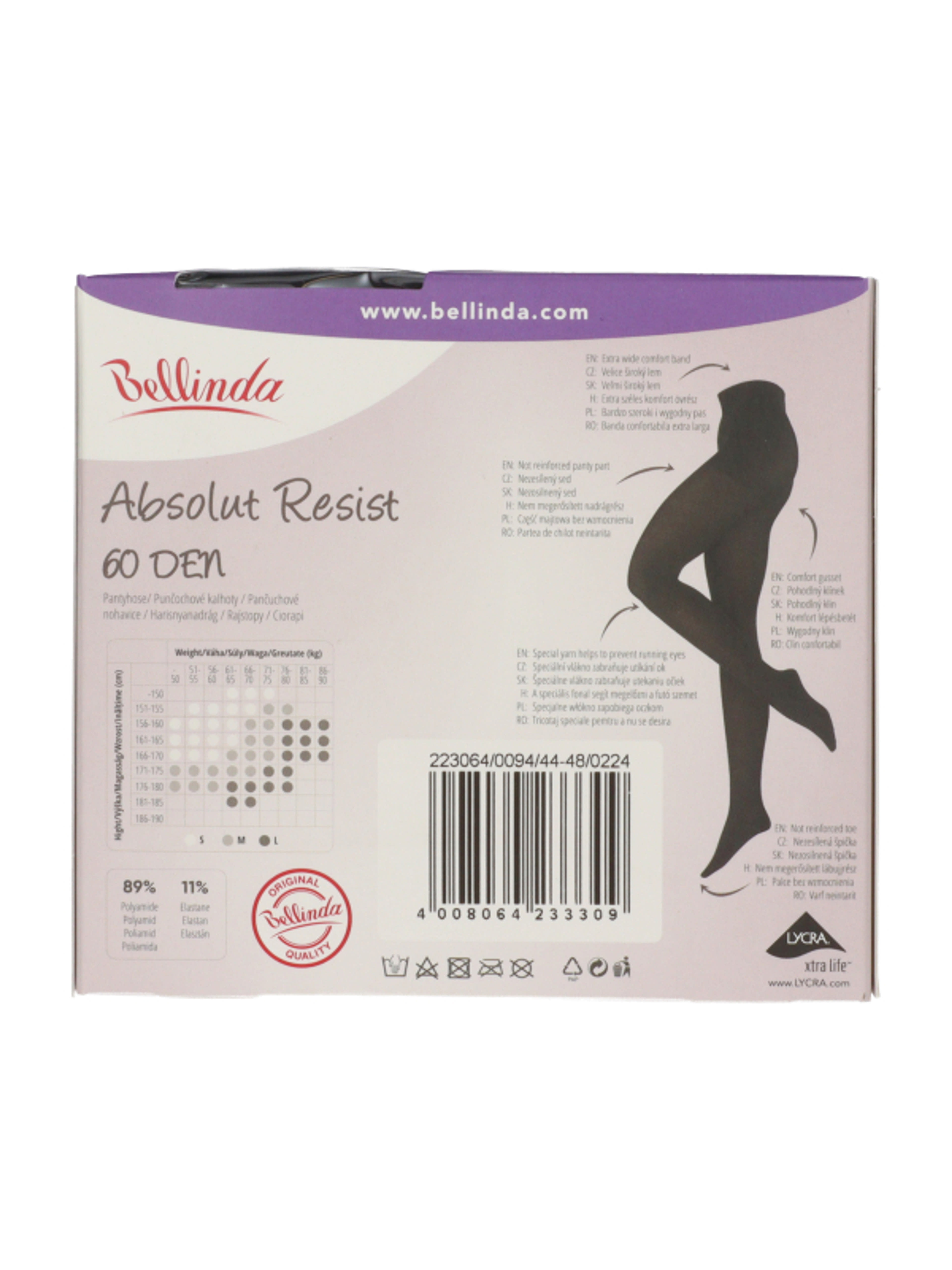 Bellinda Absolut Resist 30den Fekete L Harisnya - 1 db-5