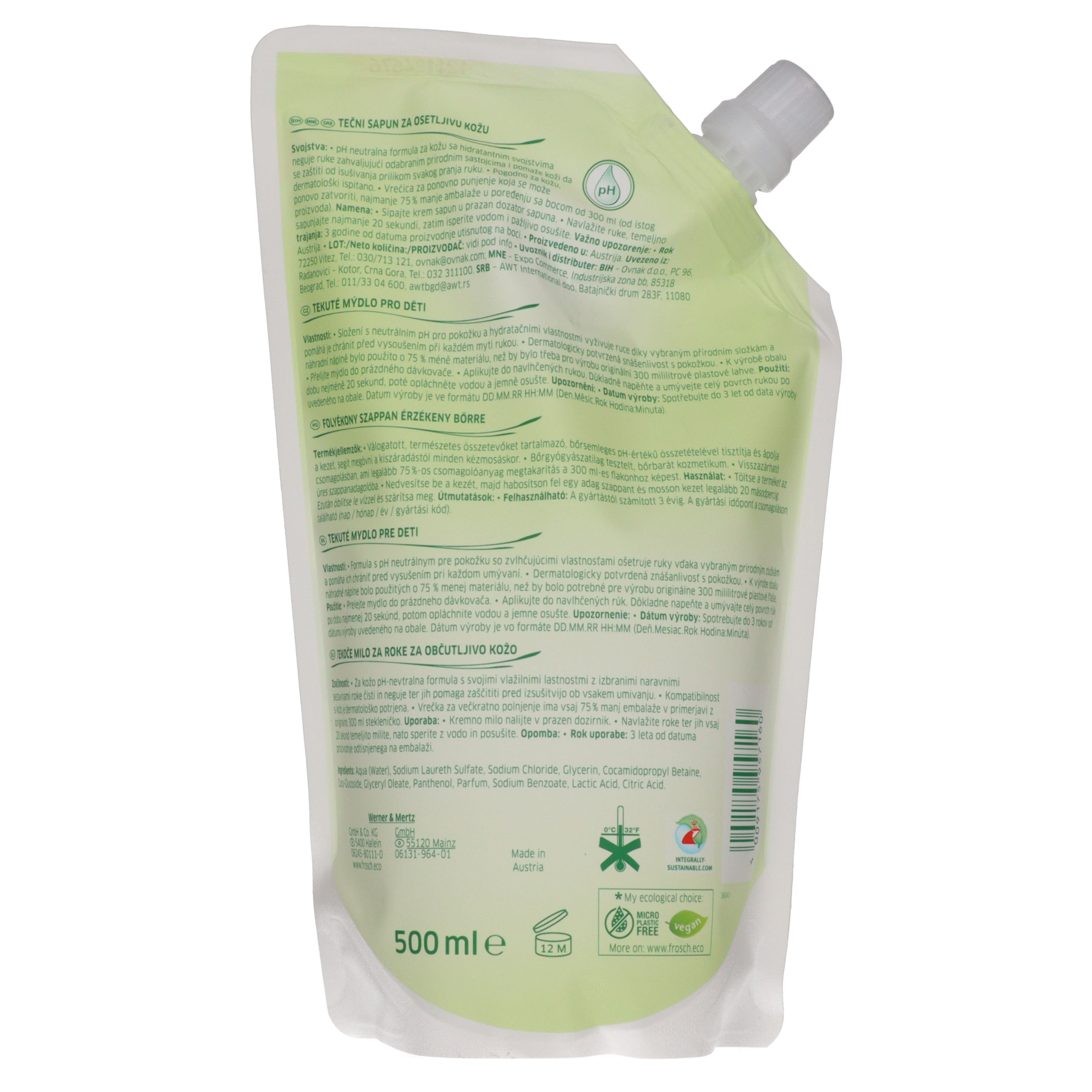 Frosch Sensitive folyékony szappan utántöltő - 500 ml-4