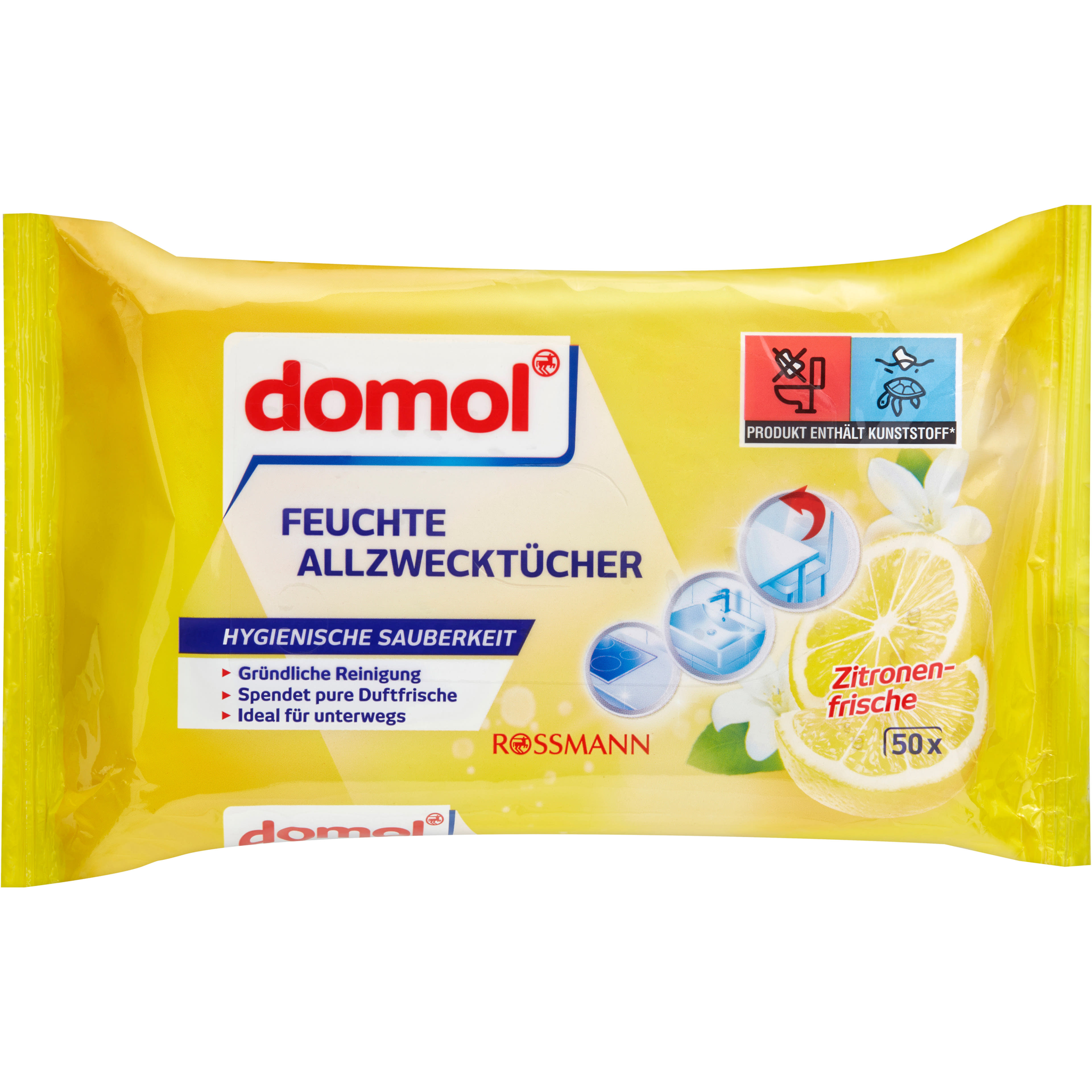 Domol nedves tisztítókendő citrom illatú - 50 db