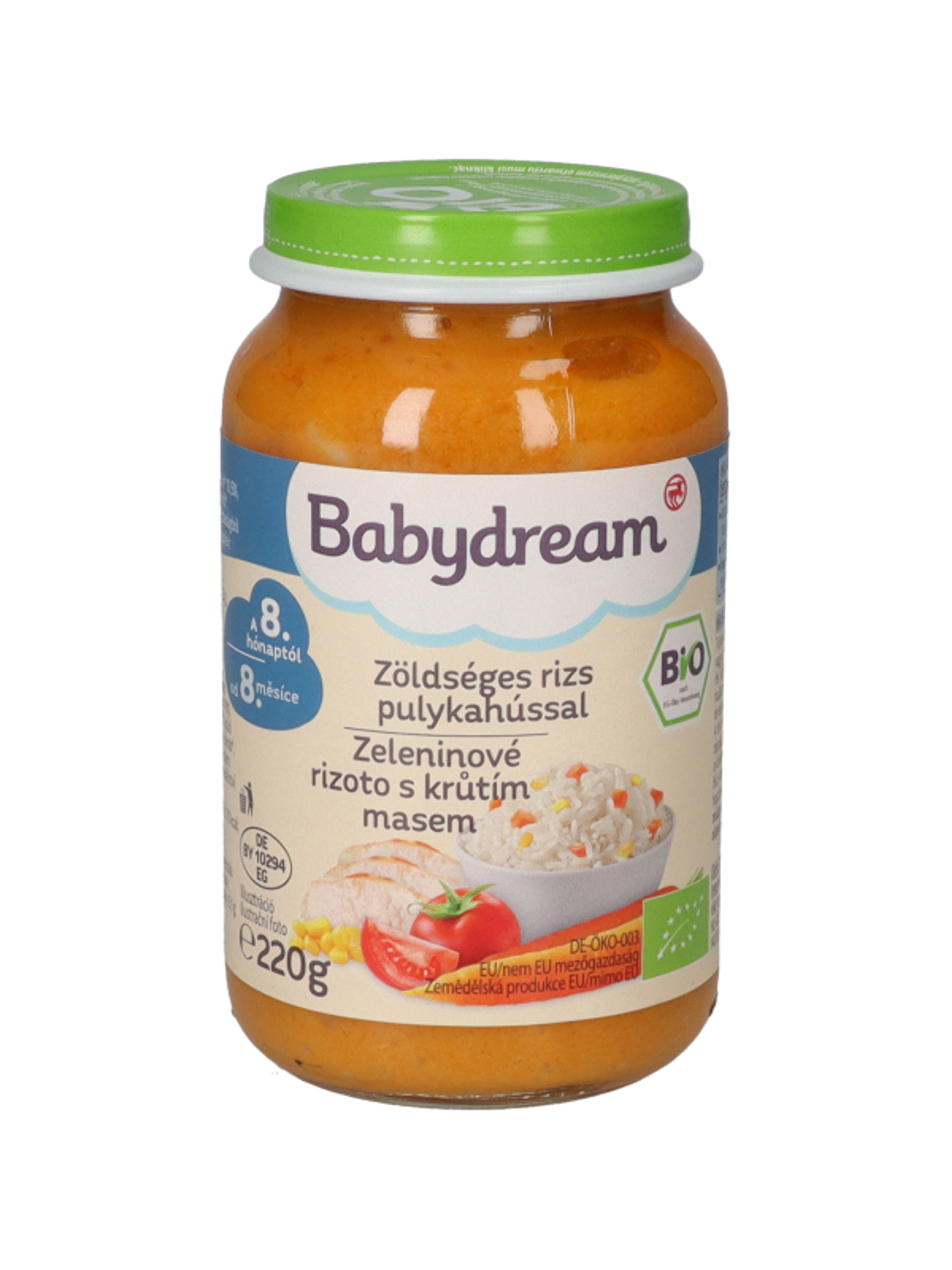 Babydream Bébiétel Zöldséges Rizs Csirkehús Ízesítéssel 8 Hónapos Kortól - 220 g-1