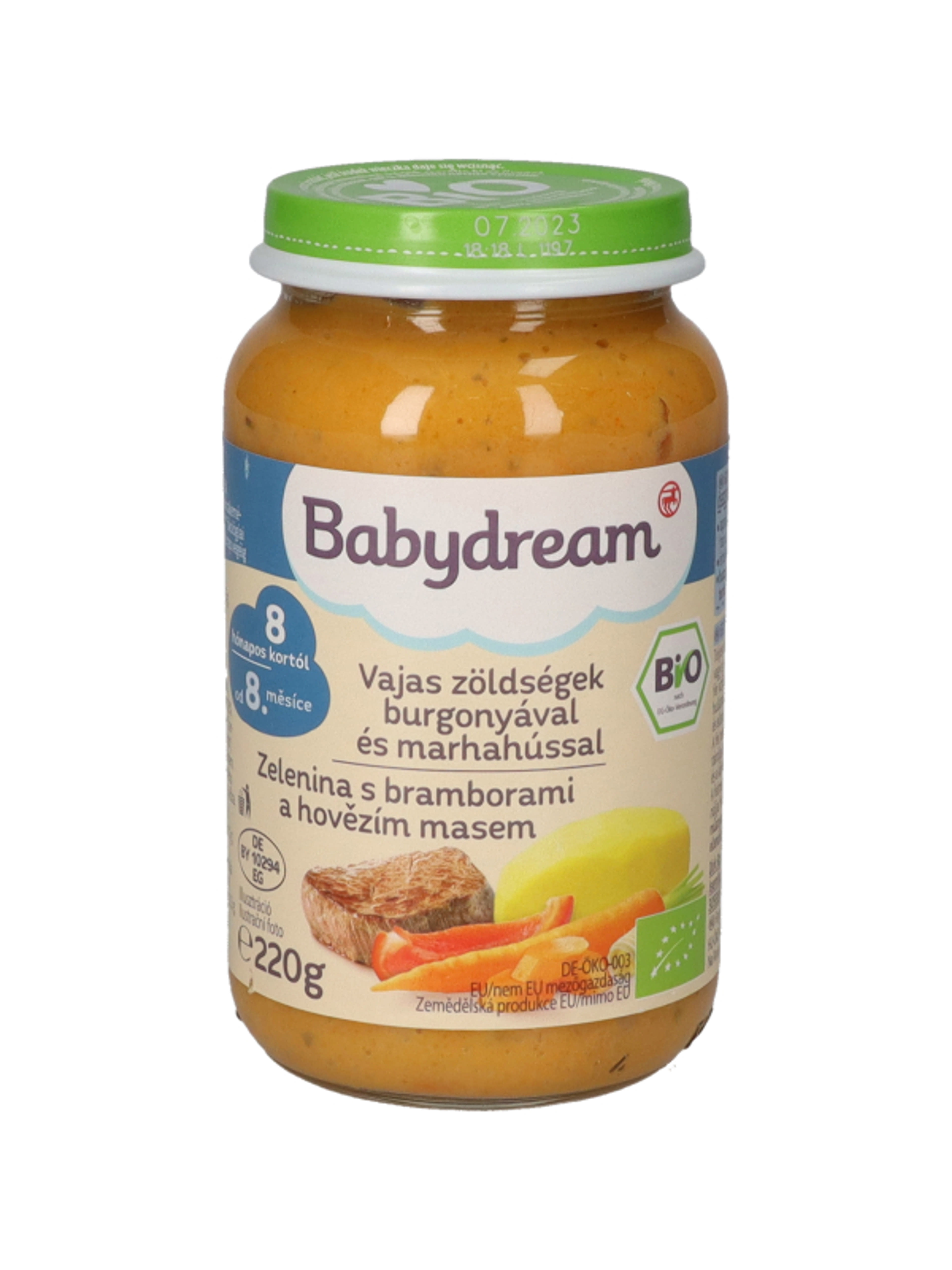 Babydream Bébiétel Vajas Zöldséges Marhahús Ízesítéssel 8 Hónapos Kortól - 220 g