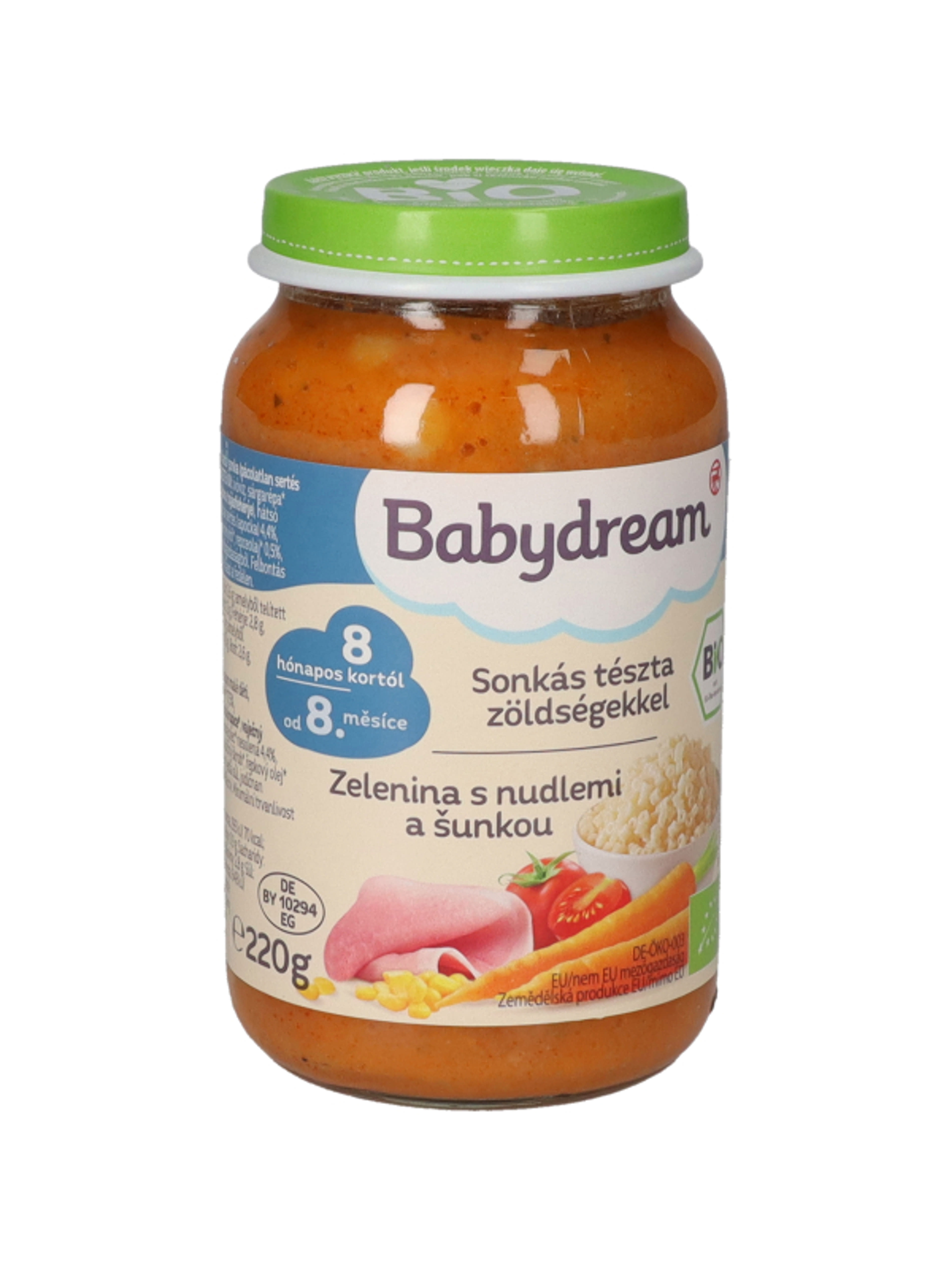Babydream Bio Bébiétel Sonkás-Zöldséges Tészta 8 Hónapos Kortól - 220 g-2