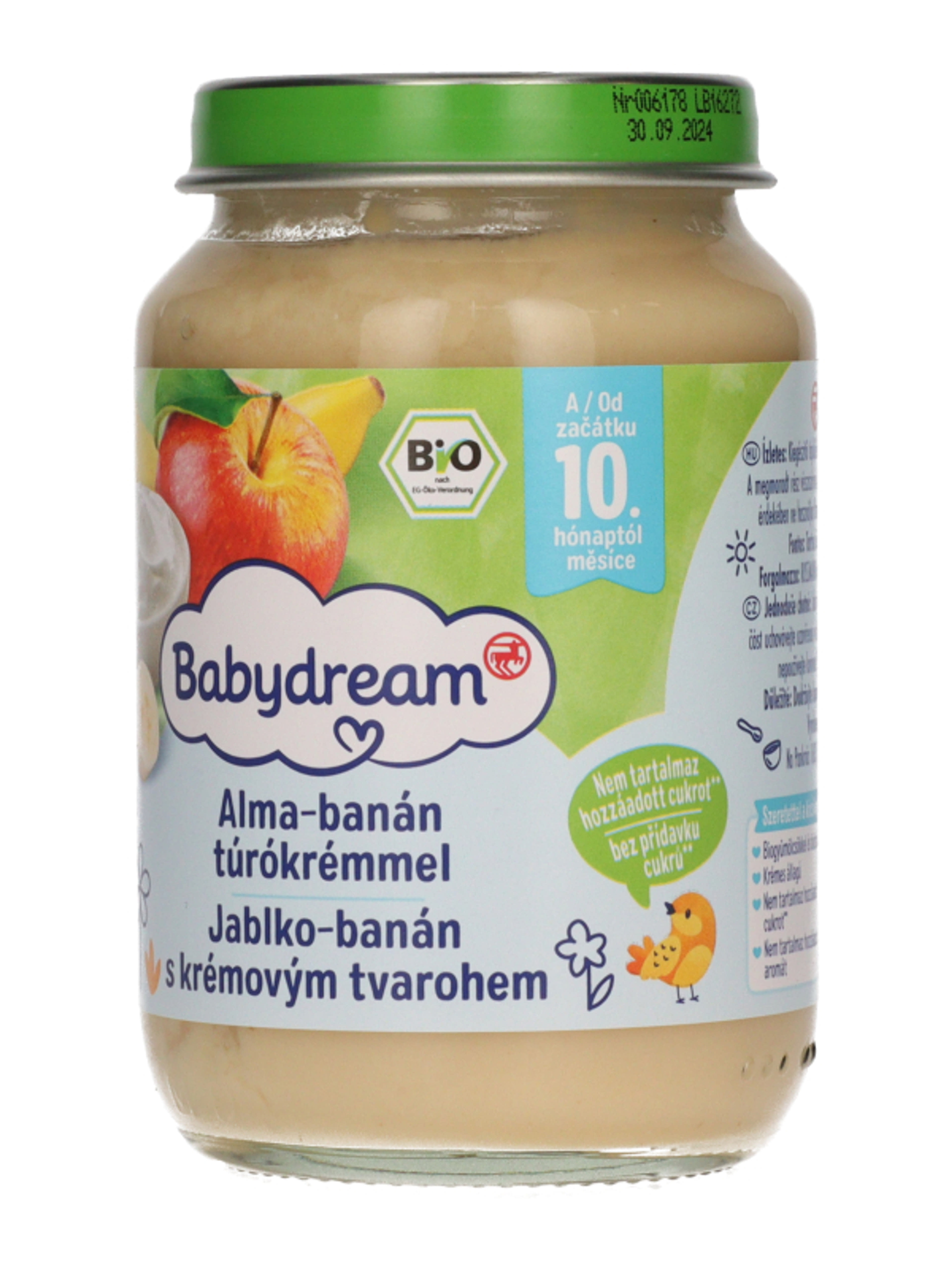 Babydream Bio Bébiétel Alma- Banán Túrókrémmel 9/10 Hónapos Kortól - 190 g-2
