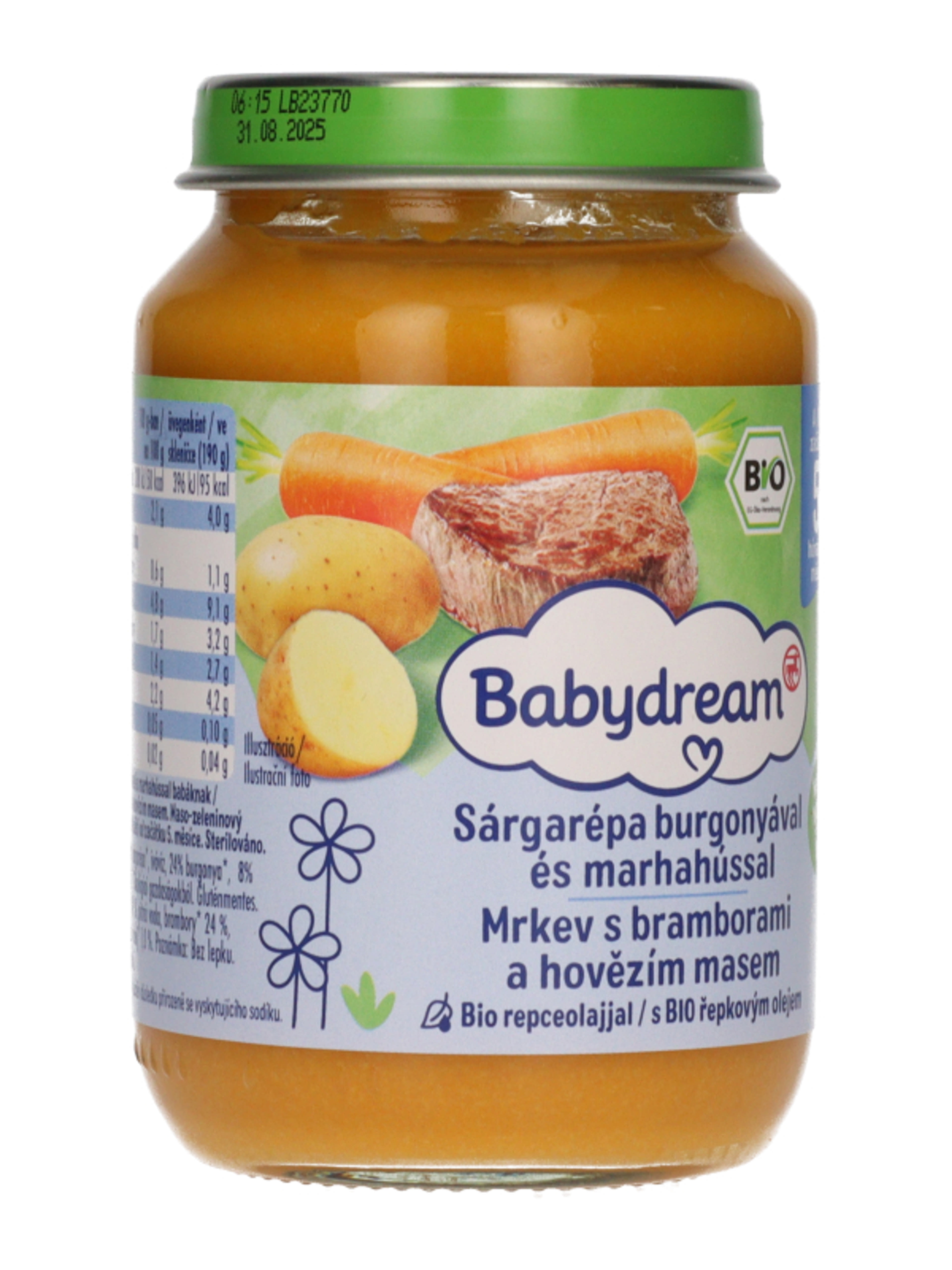 Babydream Bébiétel Sárgarépa Burgonya Marhahús Ízesítássel 4H/5 Hónapos Kortól - 190 g-4