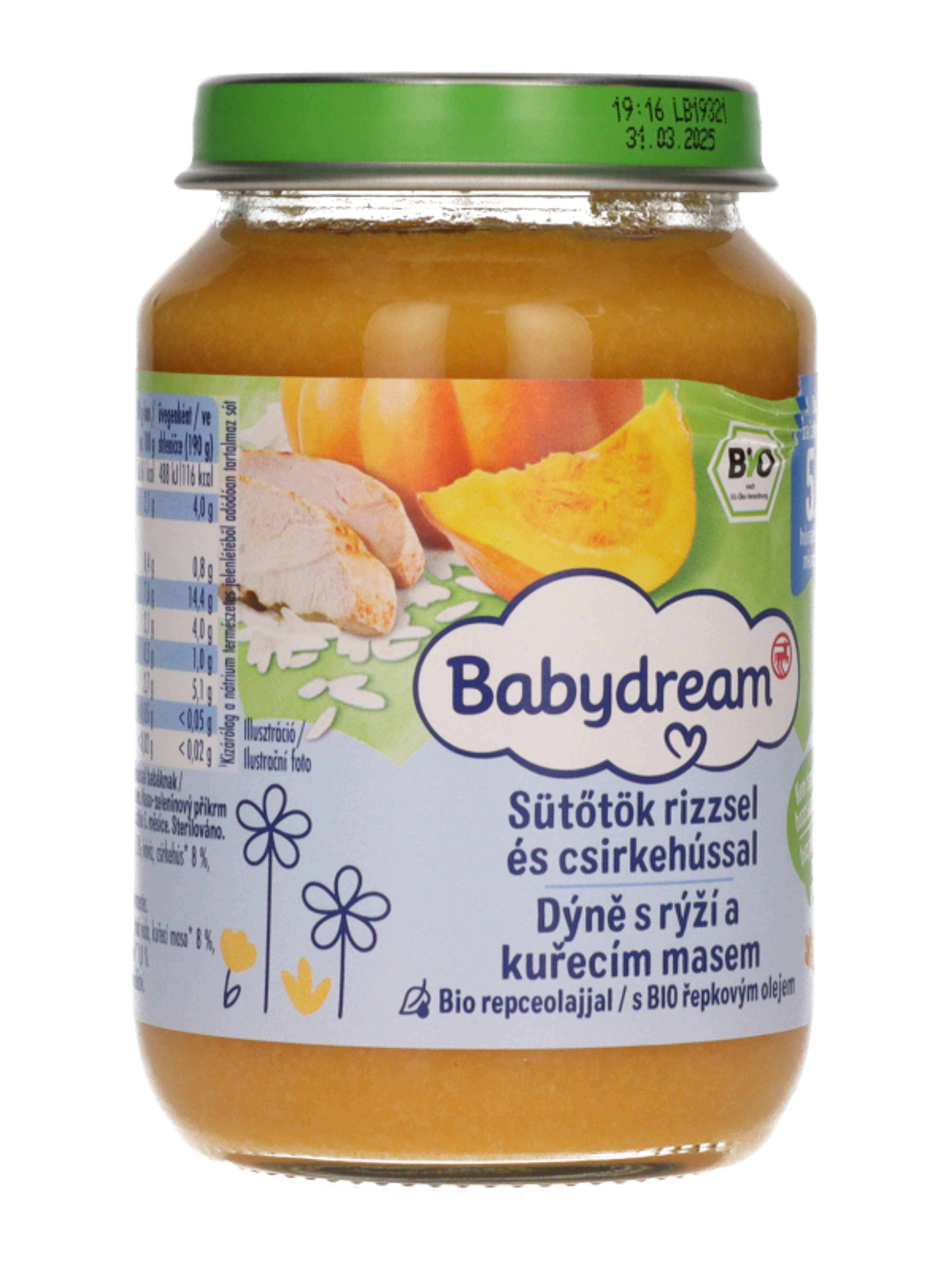 Babydream Bébiétel Sütőtök, Rizs, Csirkehús Ízesítéssel 4H/5 Hónapos kortól - 190 g-5