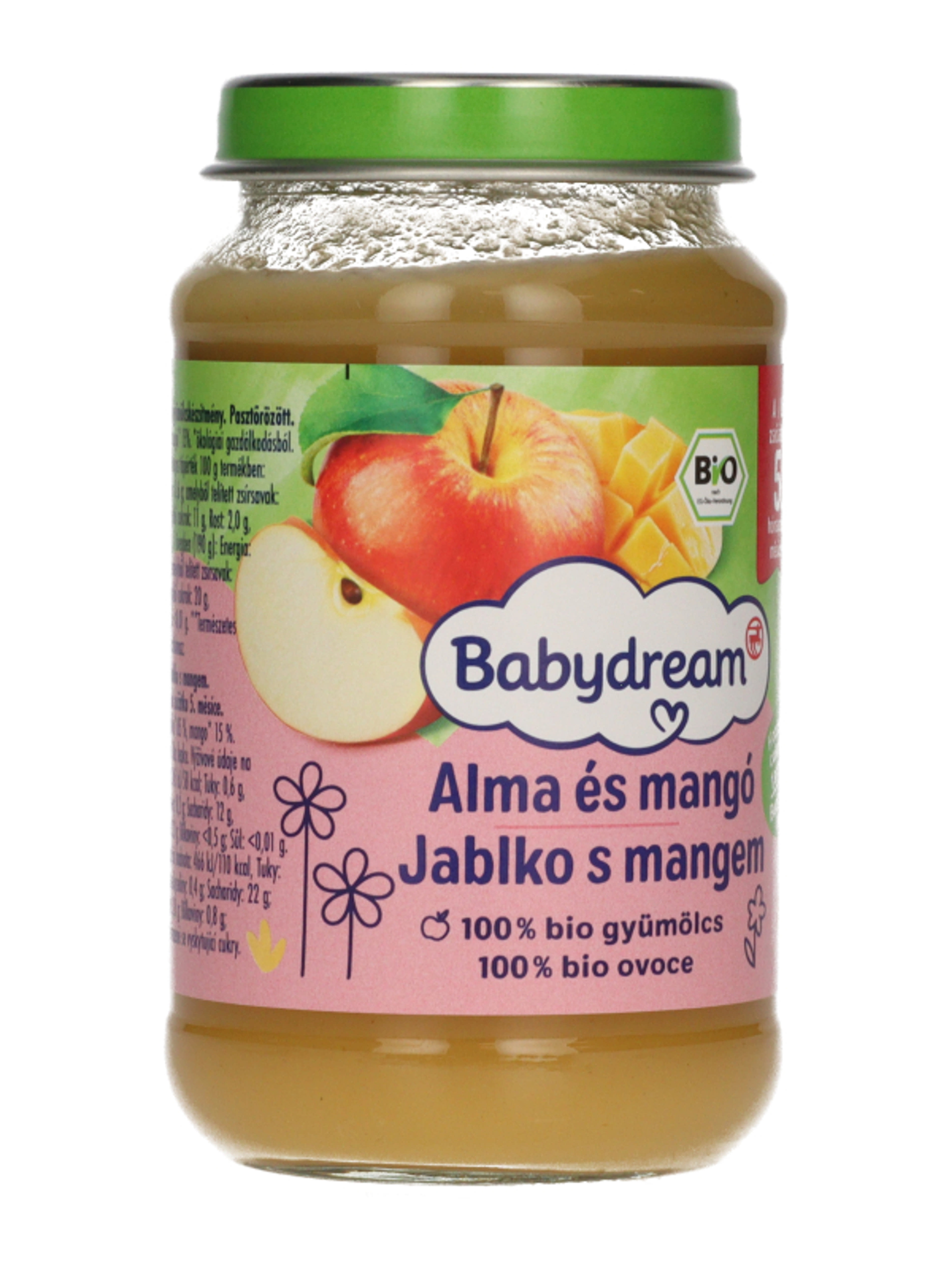 Babydream Bio 100% Gyümölcs Mangó- Alma 4/5 Hónapos Kortól - 190 g-4