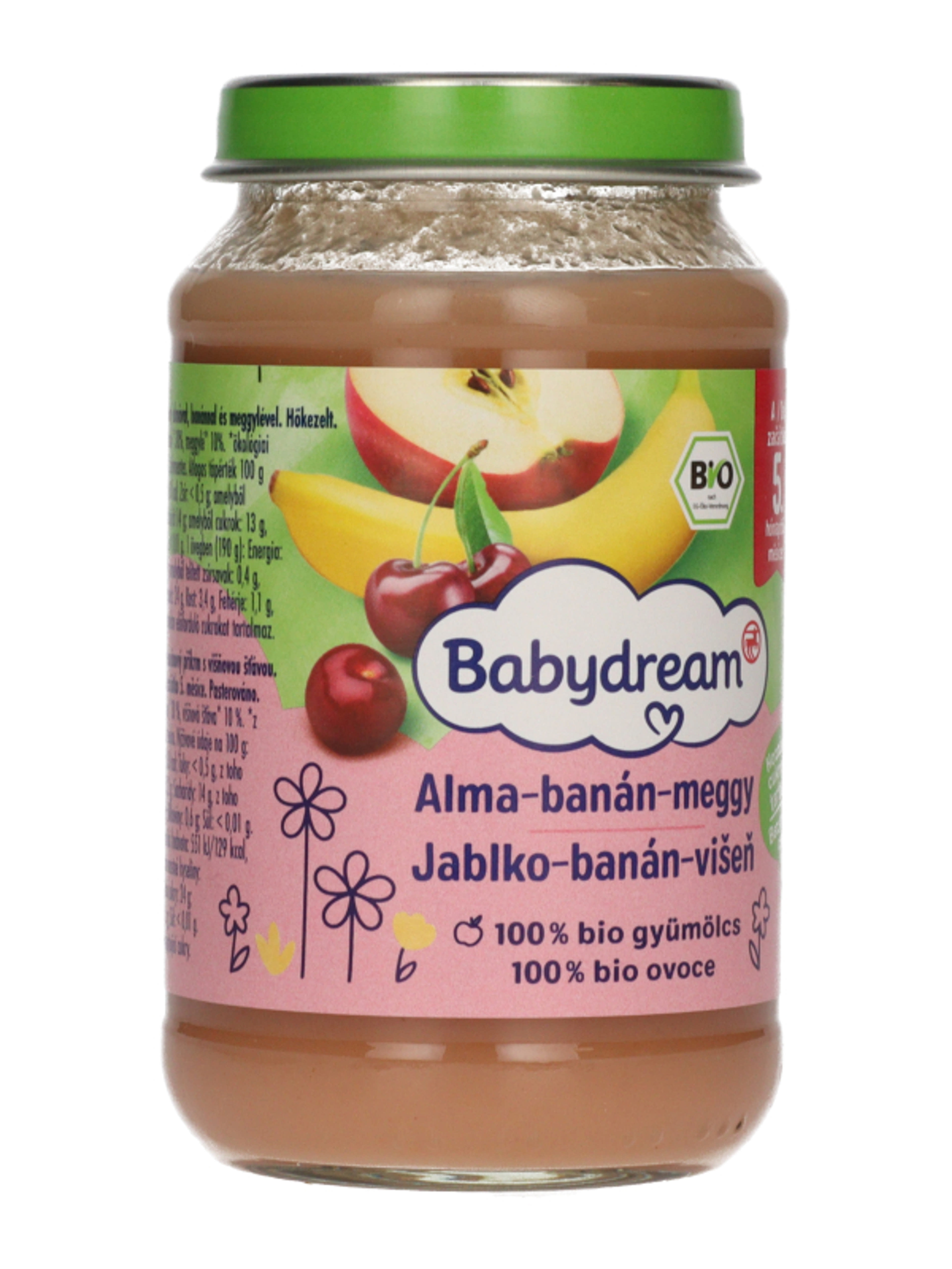 Babydream Bio 100% Gyümölcs Alma- Banán- Meggy 4/5 Hónapos Kortól - 190 g-5