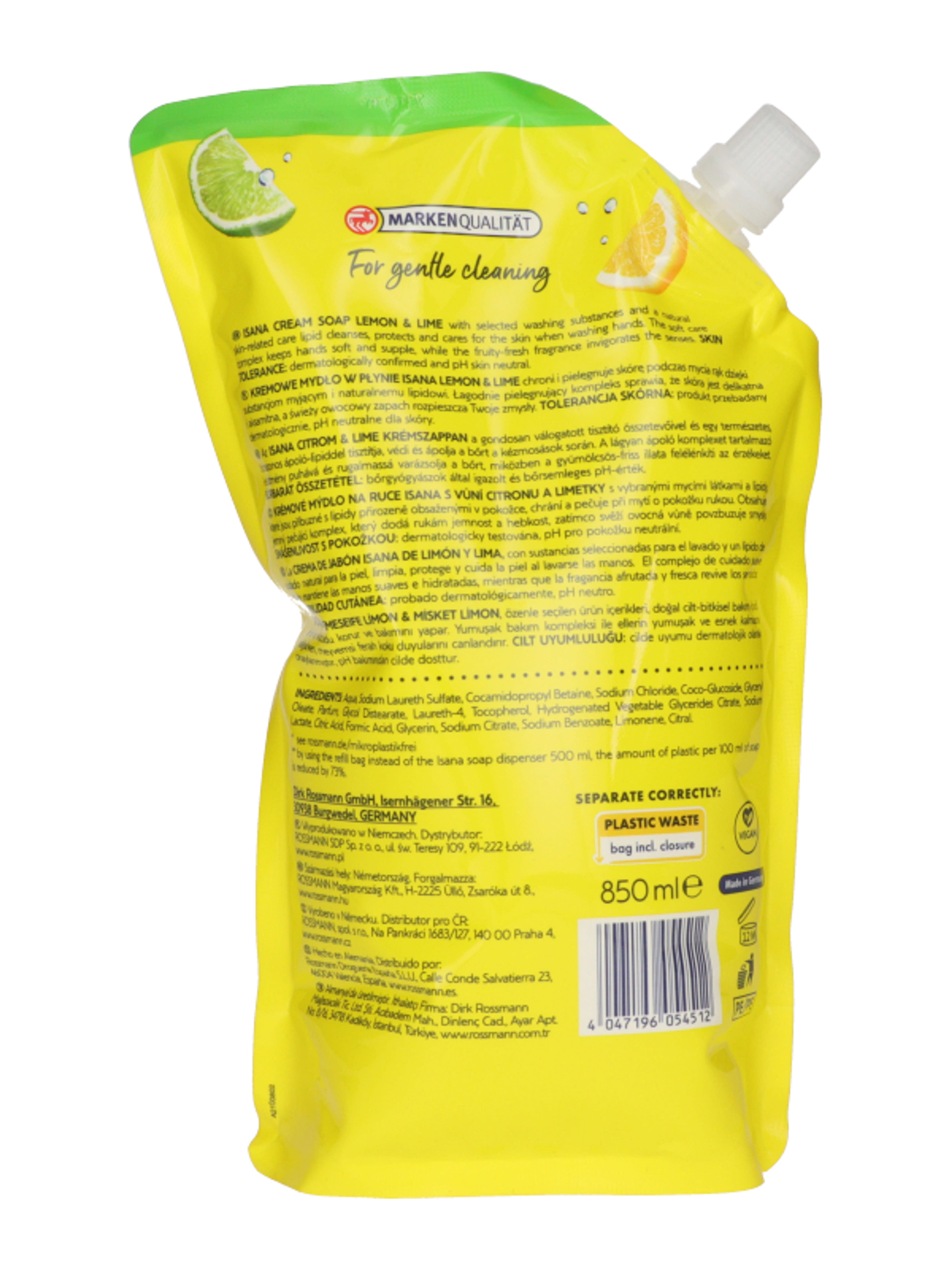 Isana Lemon & Lime folyékony szappan utántöltő - 850 ml-3