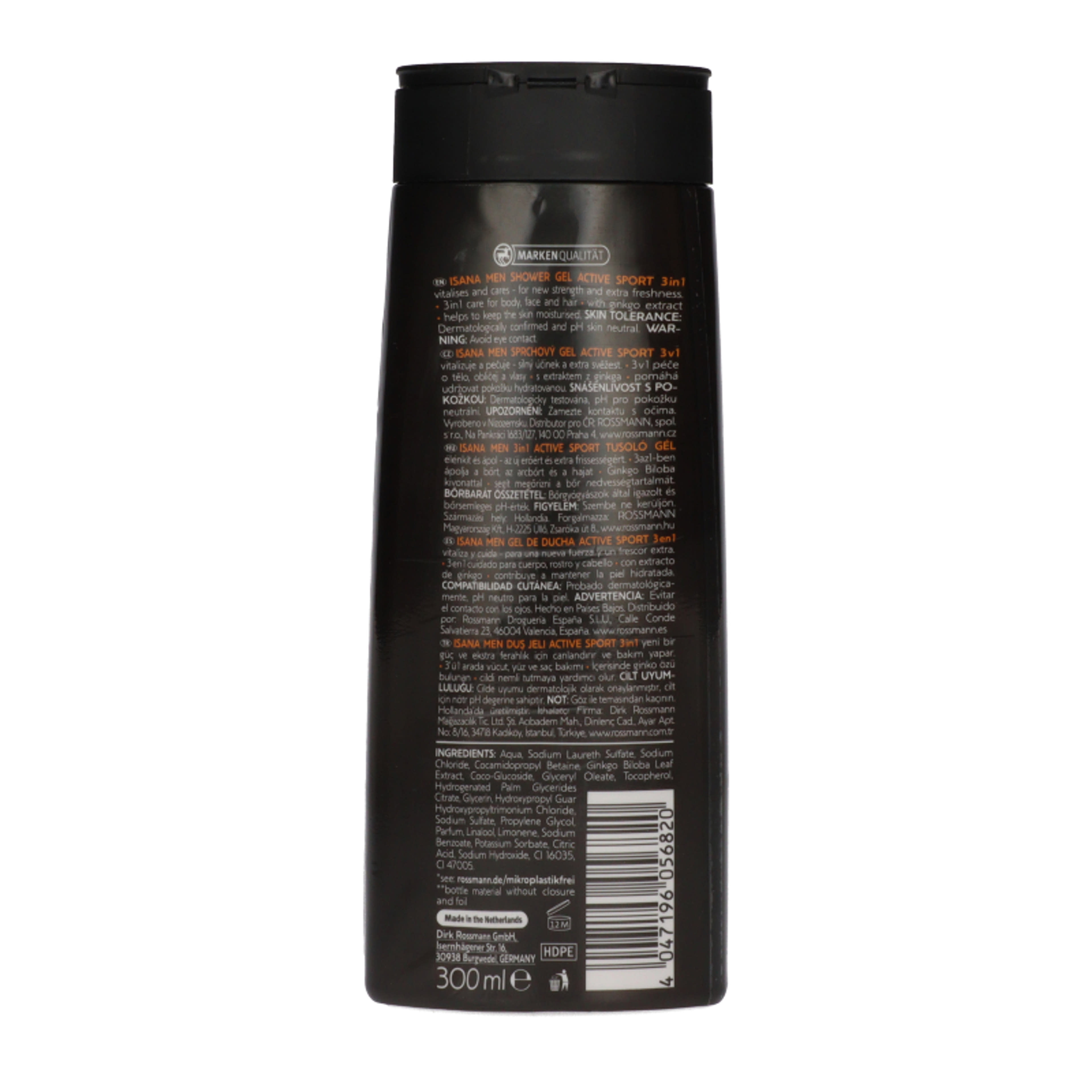 Isana Men 3in1 Active Sport tusfürdő - 300 ml-3