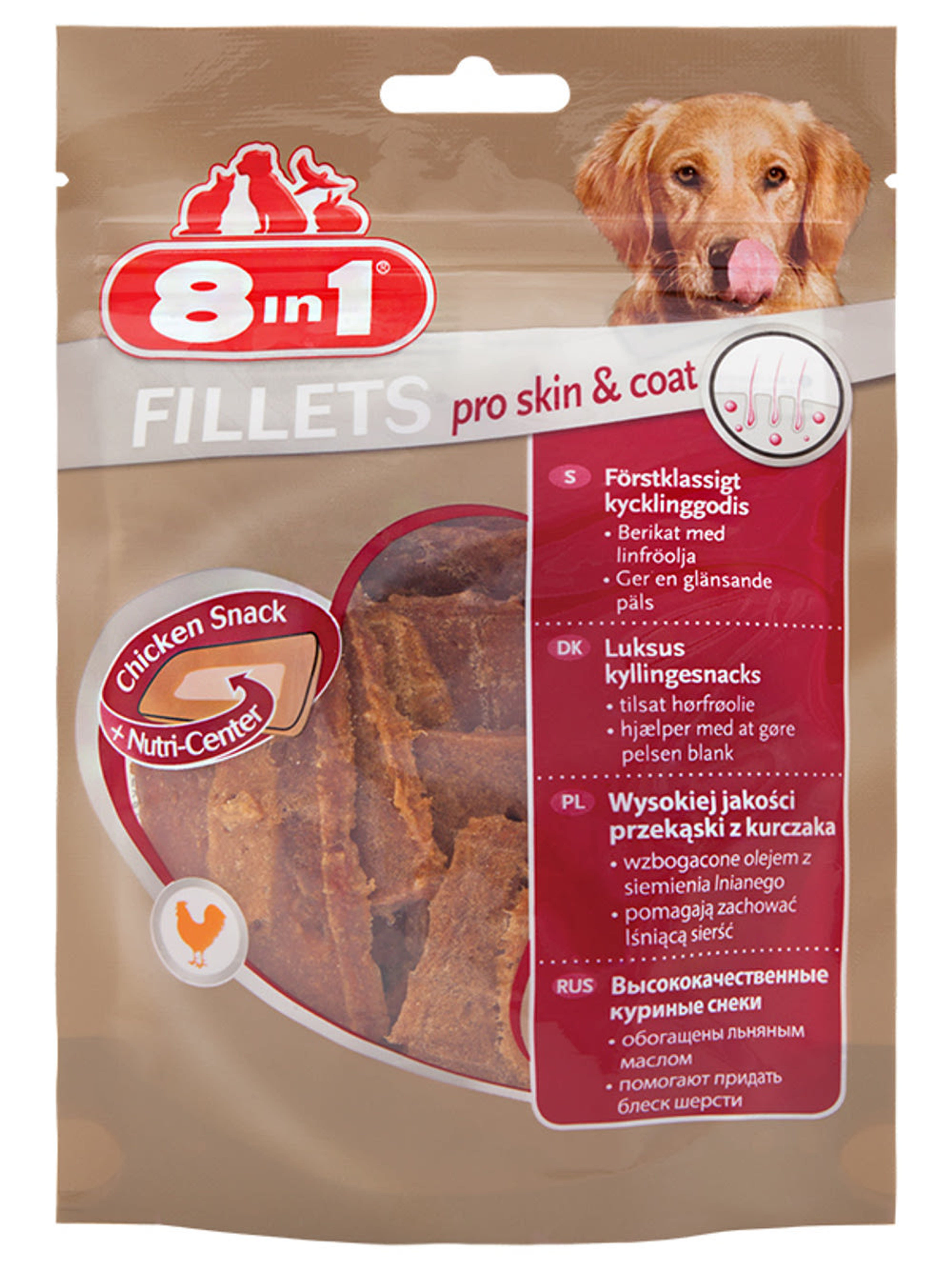8in1 Fillets Pro Skin & Coat jutalomfalat kutyáknak - 80 g