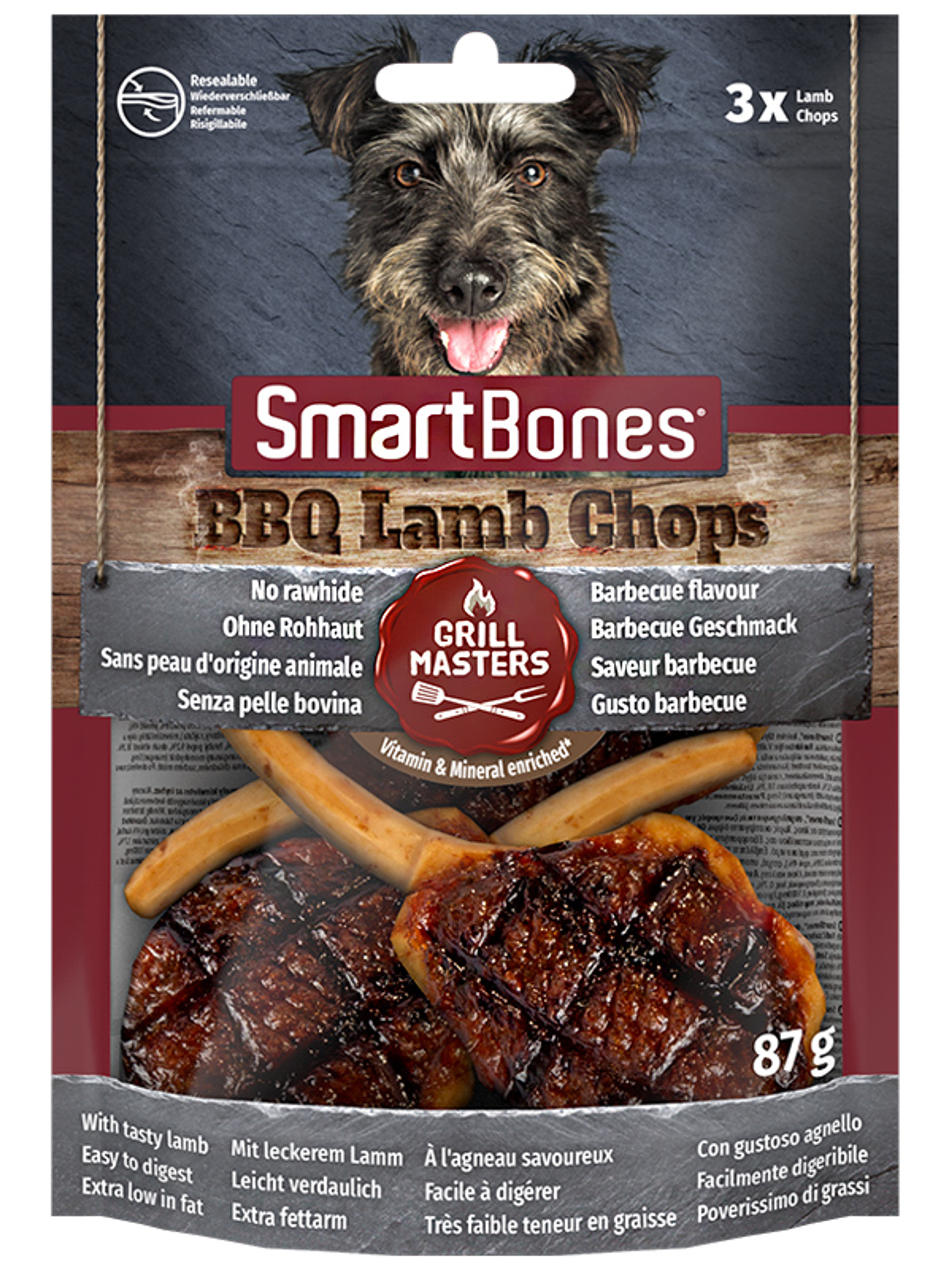 Smartbones jutalomfalat kutyáknak , BBQ bárányborda ízesítésű - 3 db