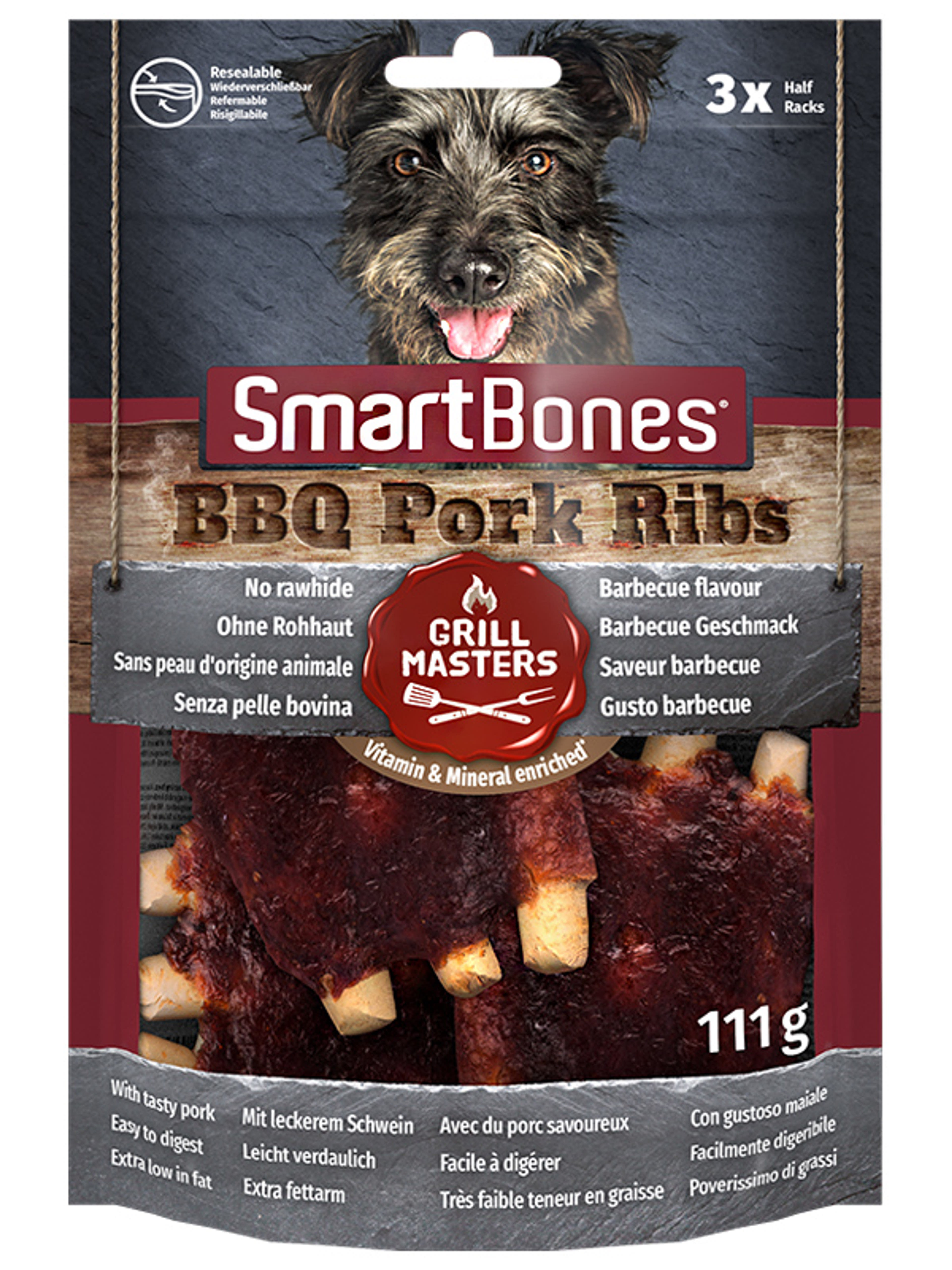 Smartbones jutalomfalat kutyáknak, BBQ sertésborda ízesítésű - 3 db