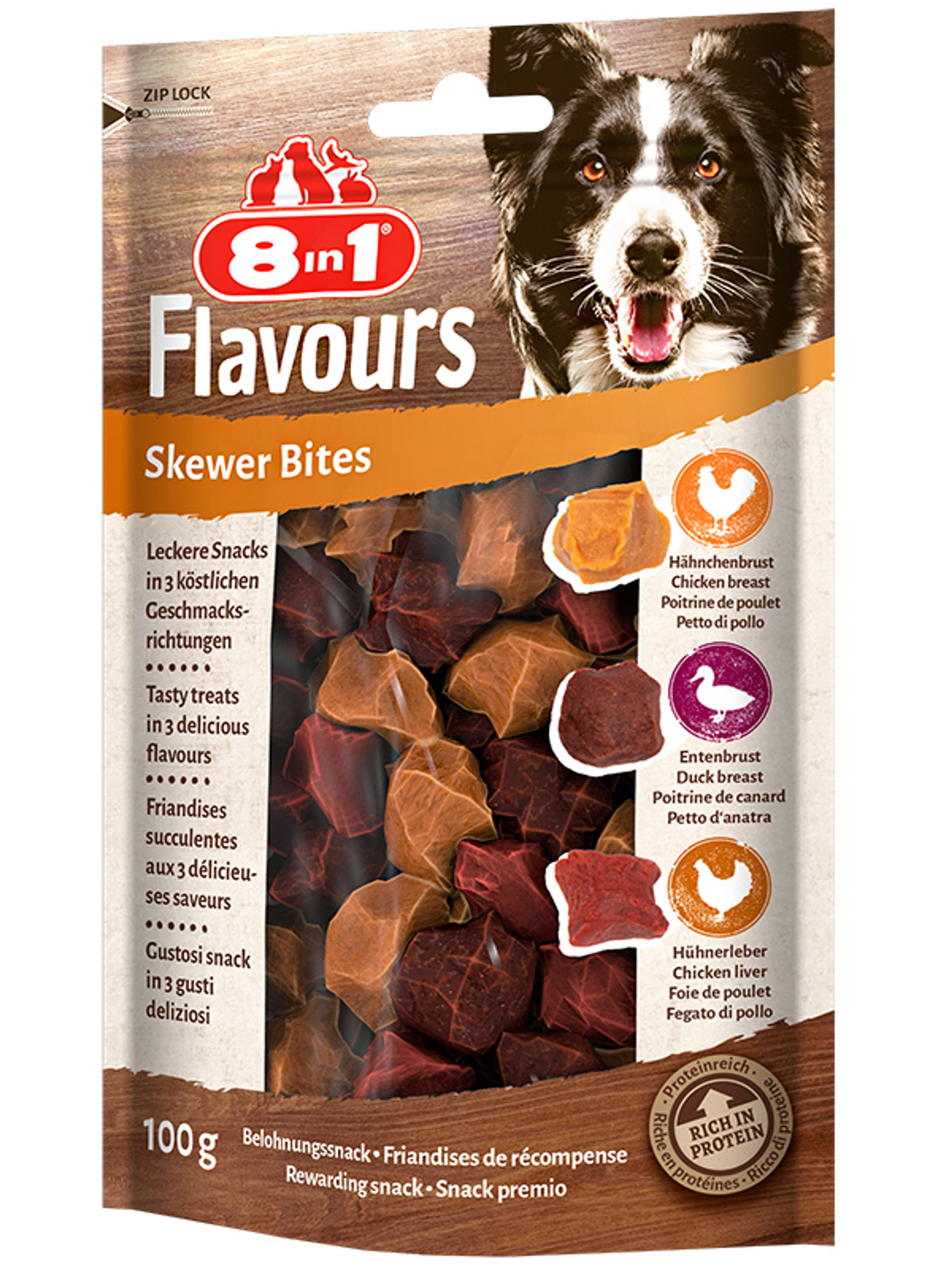 8 in 1 Flavours Skewer Bites jutalomfalat kutyáknak  - 100 g
