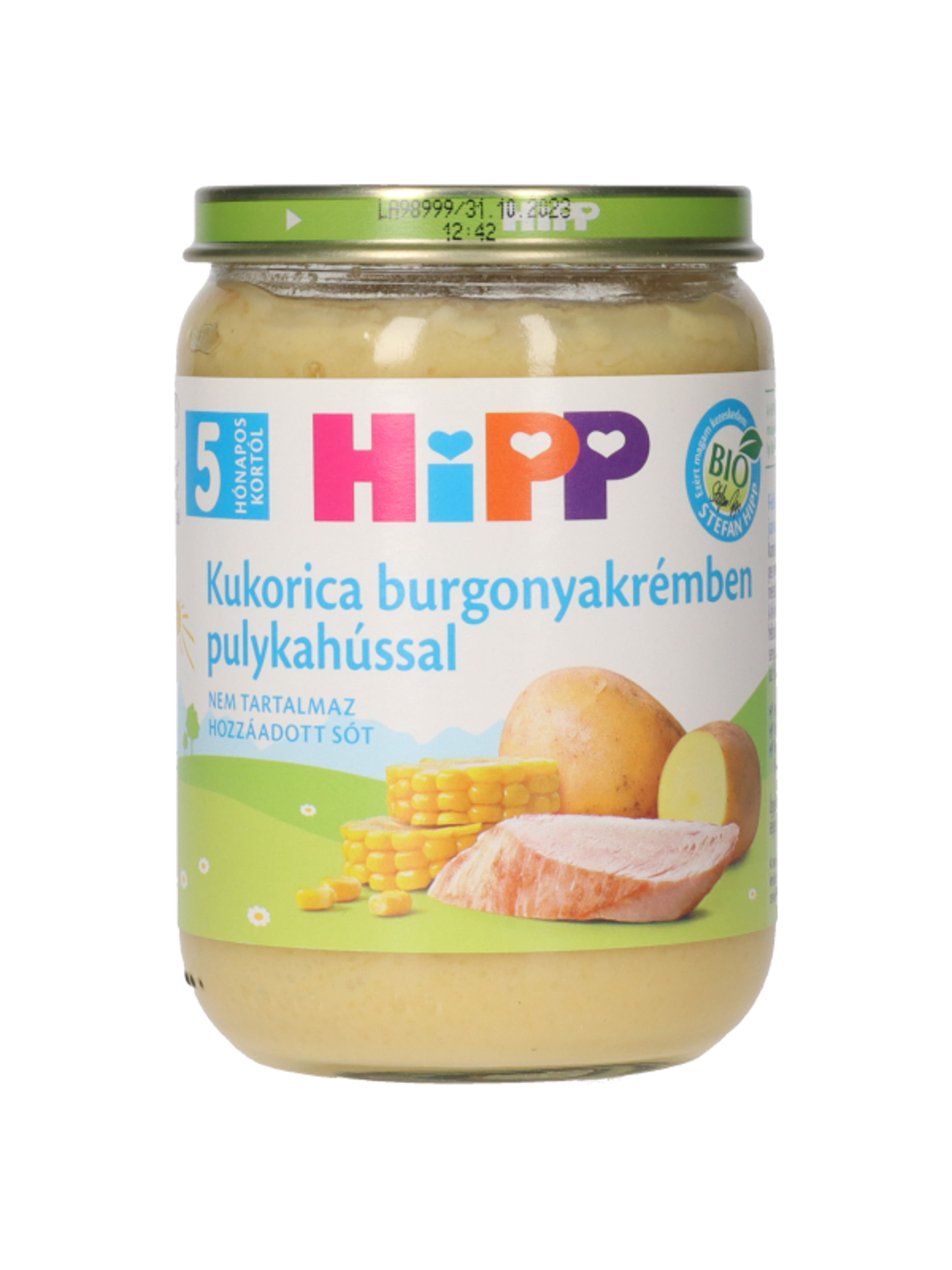 Hipp Bébiétel Burgonya Kukoricakrém Pulykahús Ízesítéssel 5 Hónapos Kortól - 190 g-2