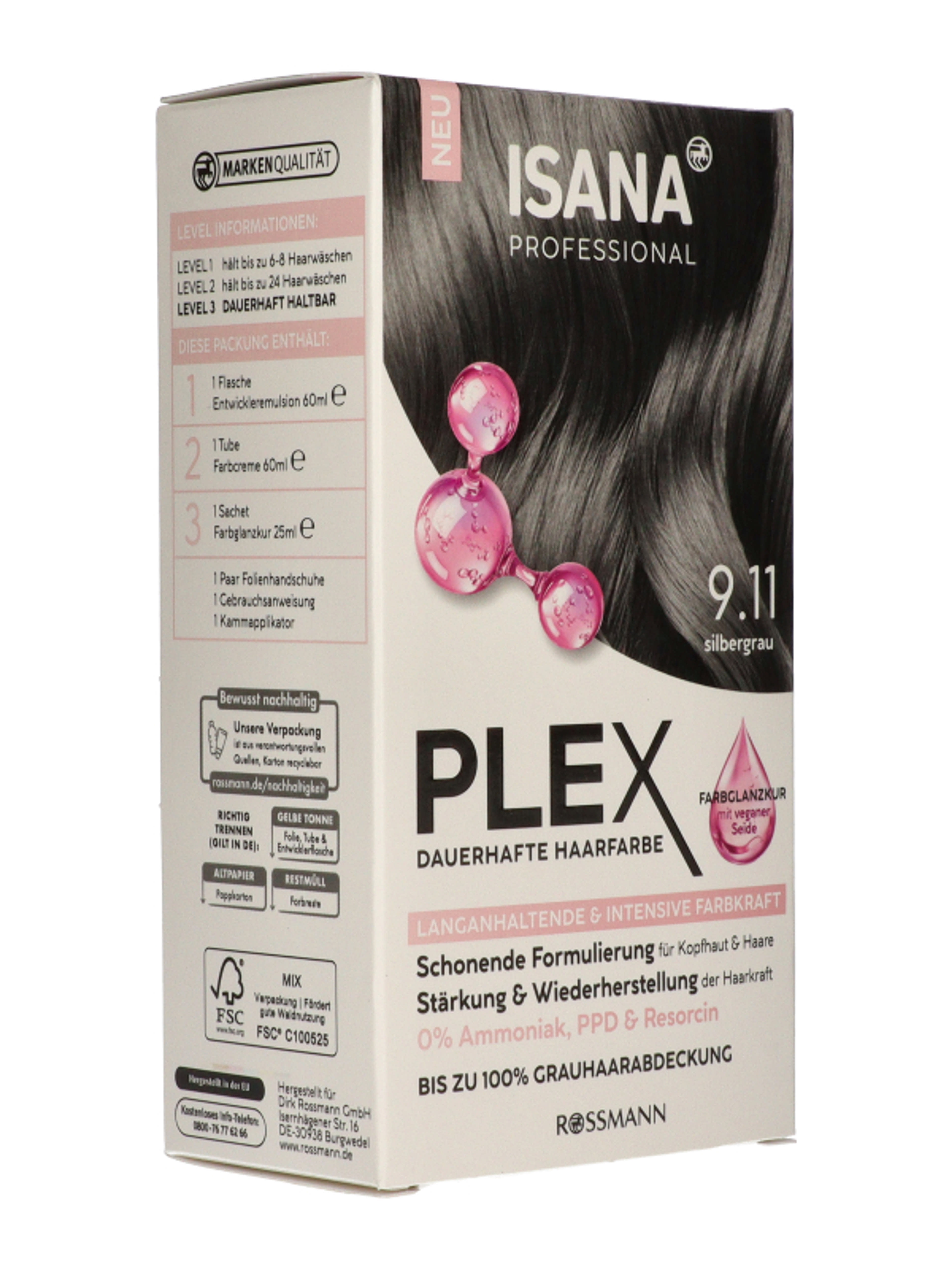 Isana Professional Plex hajfesték /9.11 ezüst szürke - 1 db-4