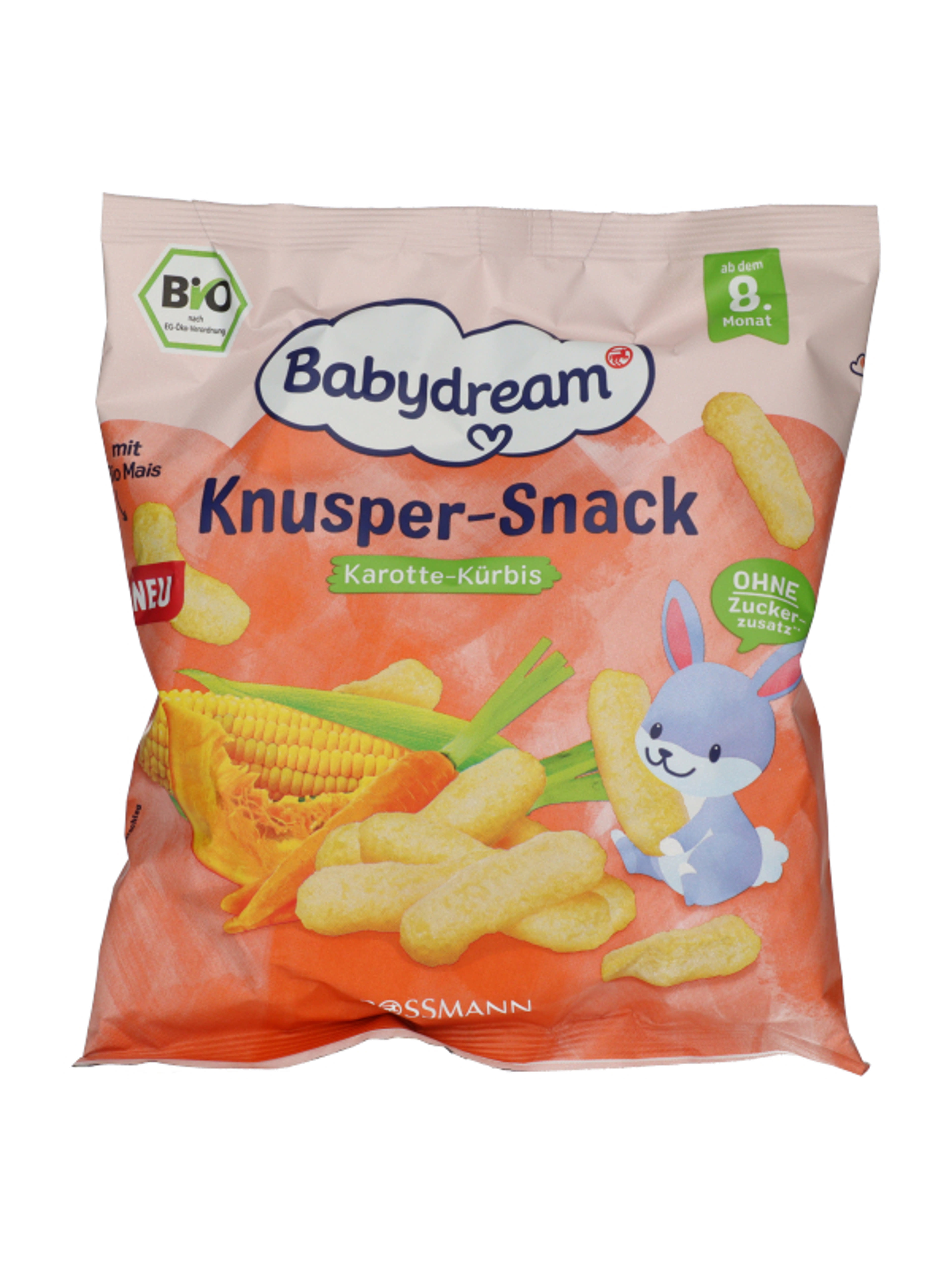 Babydream Bio kukorica snack sárgarépával és  sütőtökkel 8 hónapos kortól - 30 g