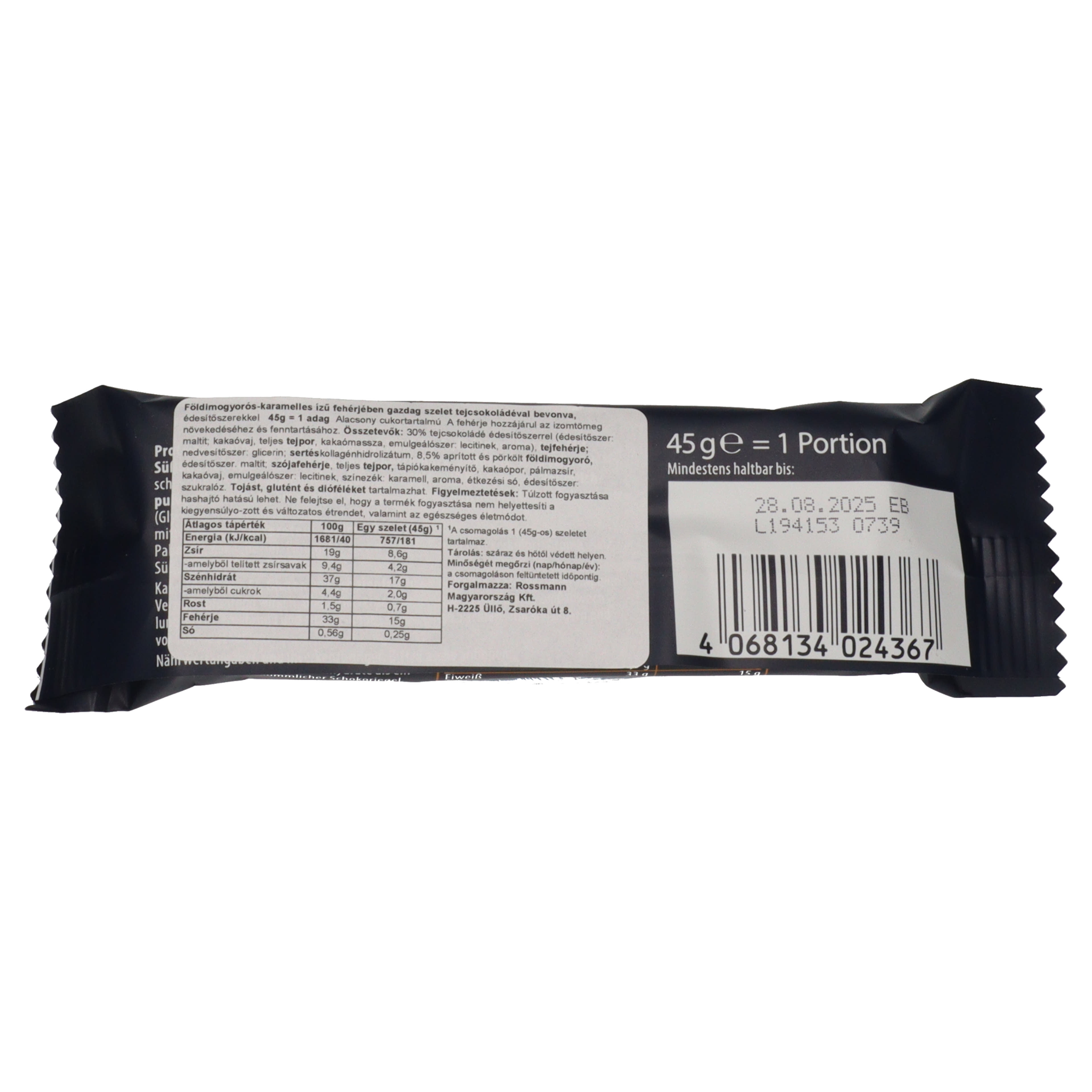 Well Mix fehérje szelet mogyoró és karamell ízesítéssel - 45g-2