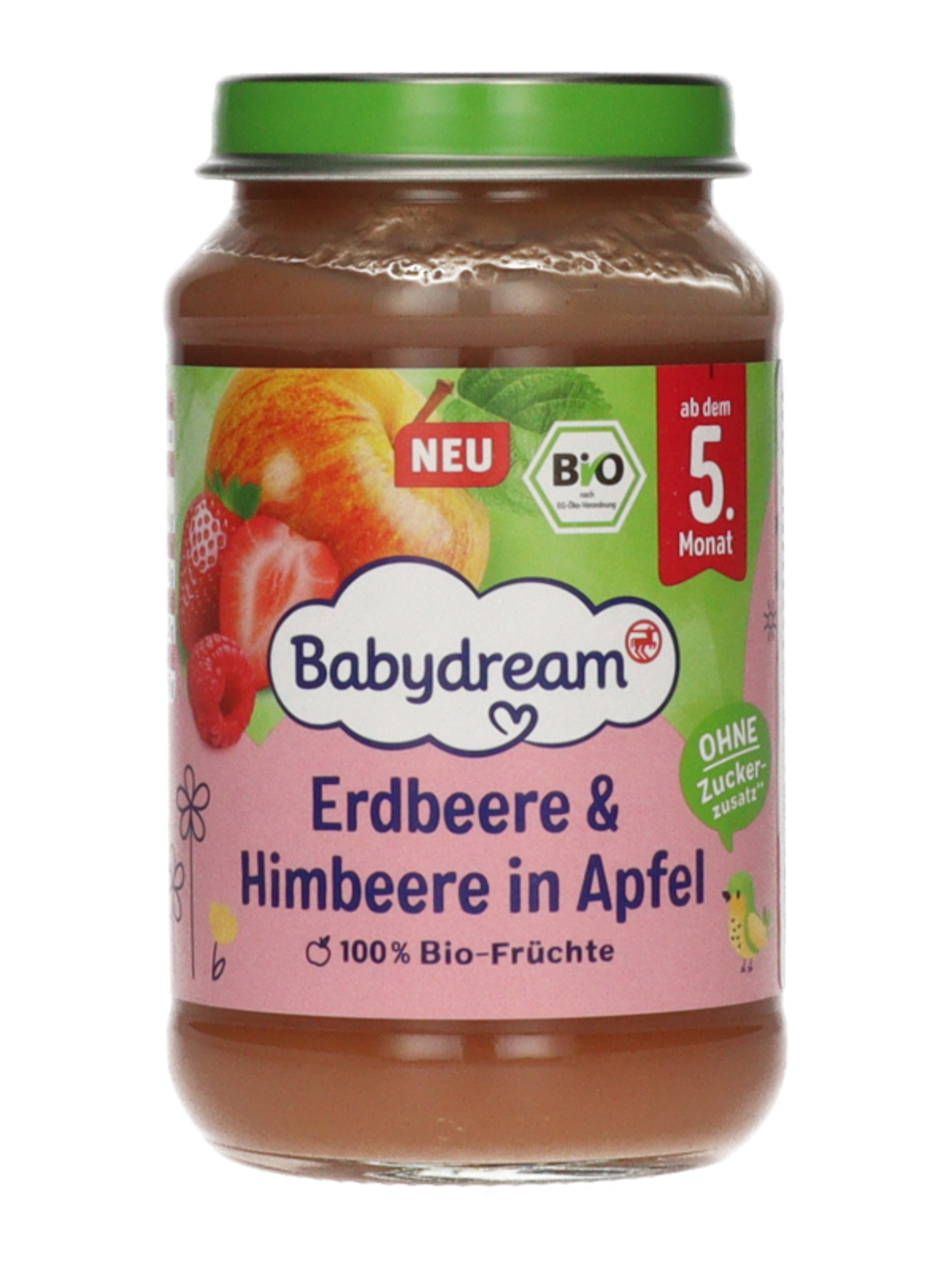 Babydream Bio bébidesszert eperrel, málnával és almával 5 hónapos kortól - 190 g