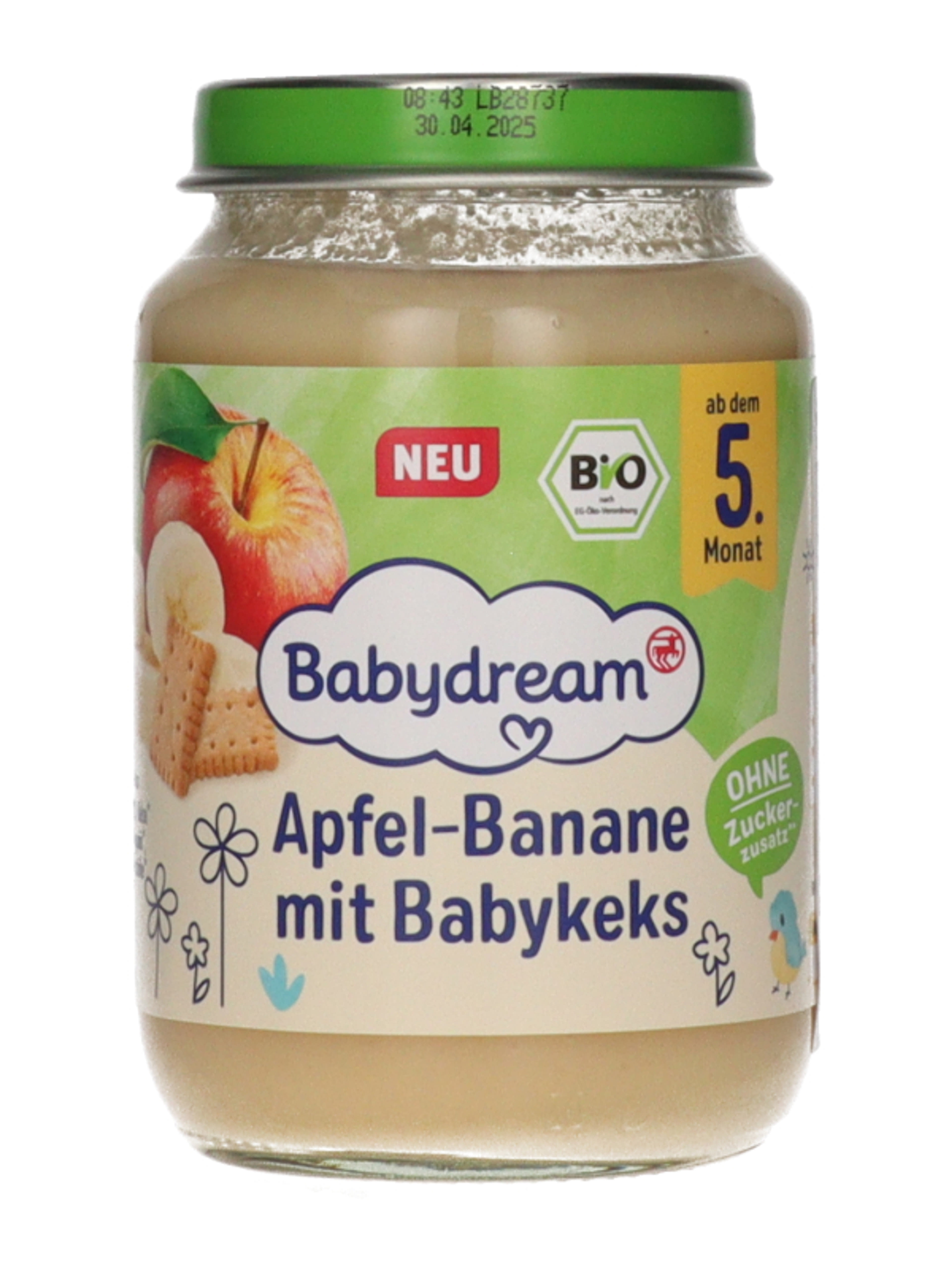 Babydream Bio bébidesszert babakeksszel, almával és banánnal 5 hónapos kortól - 190 g