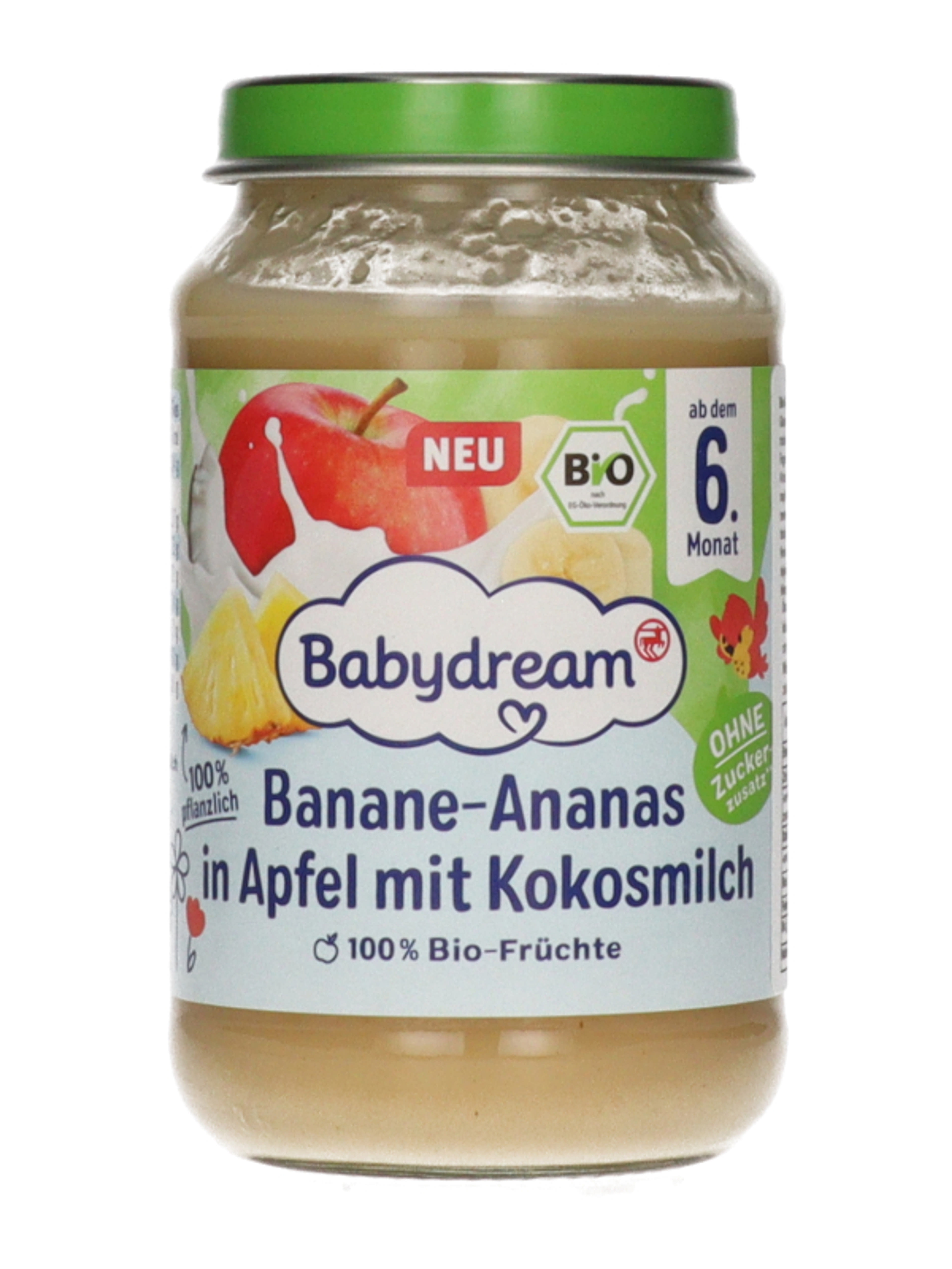 Babydream Bio bébidesszert ananásszal, babánnal és kókusztejjel 6 hónapos kortól - 190 g