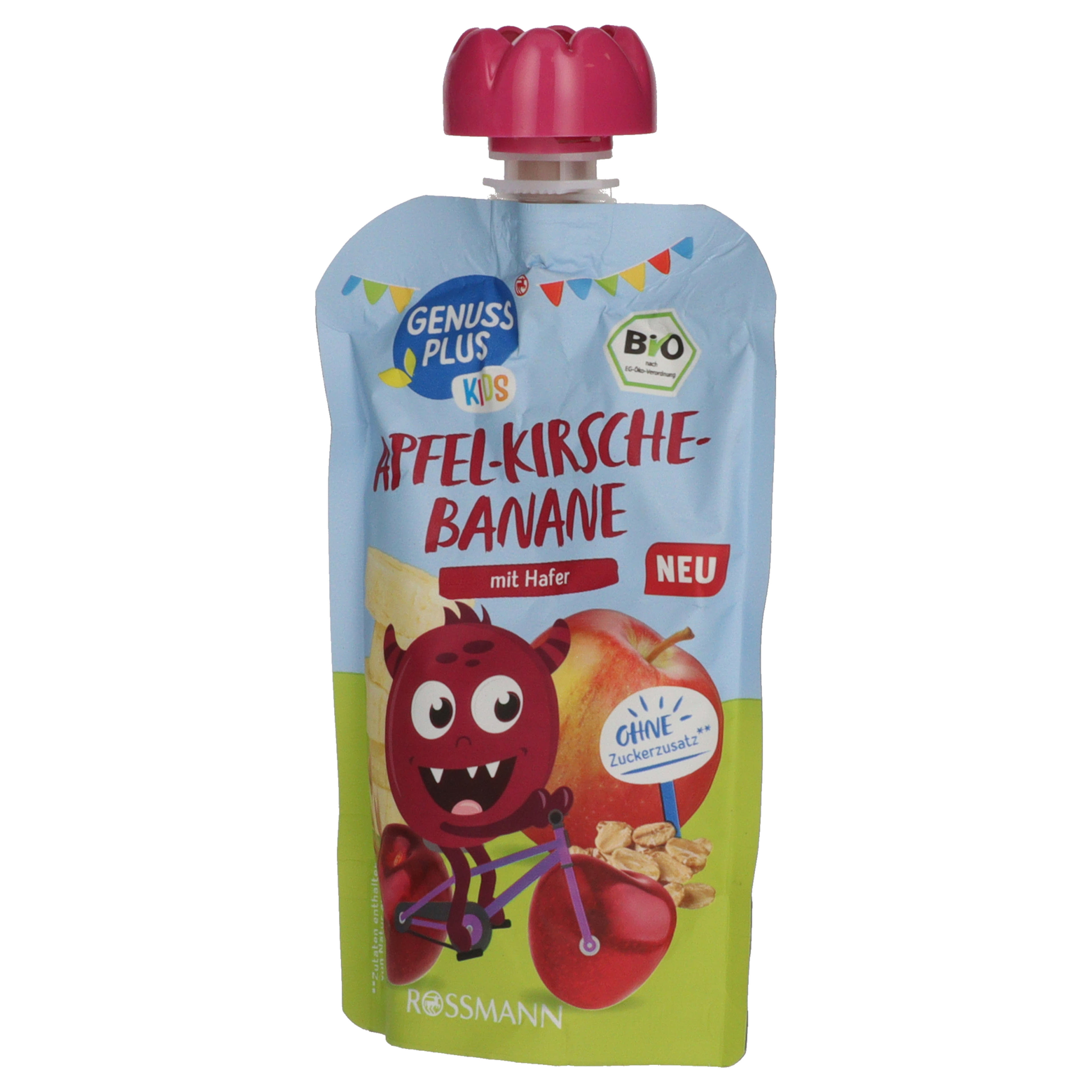 Genuss Plus Kids gyümölcspüré meggyel, banánnal és zabbal 1 éves kortól - 100 g-2