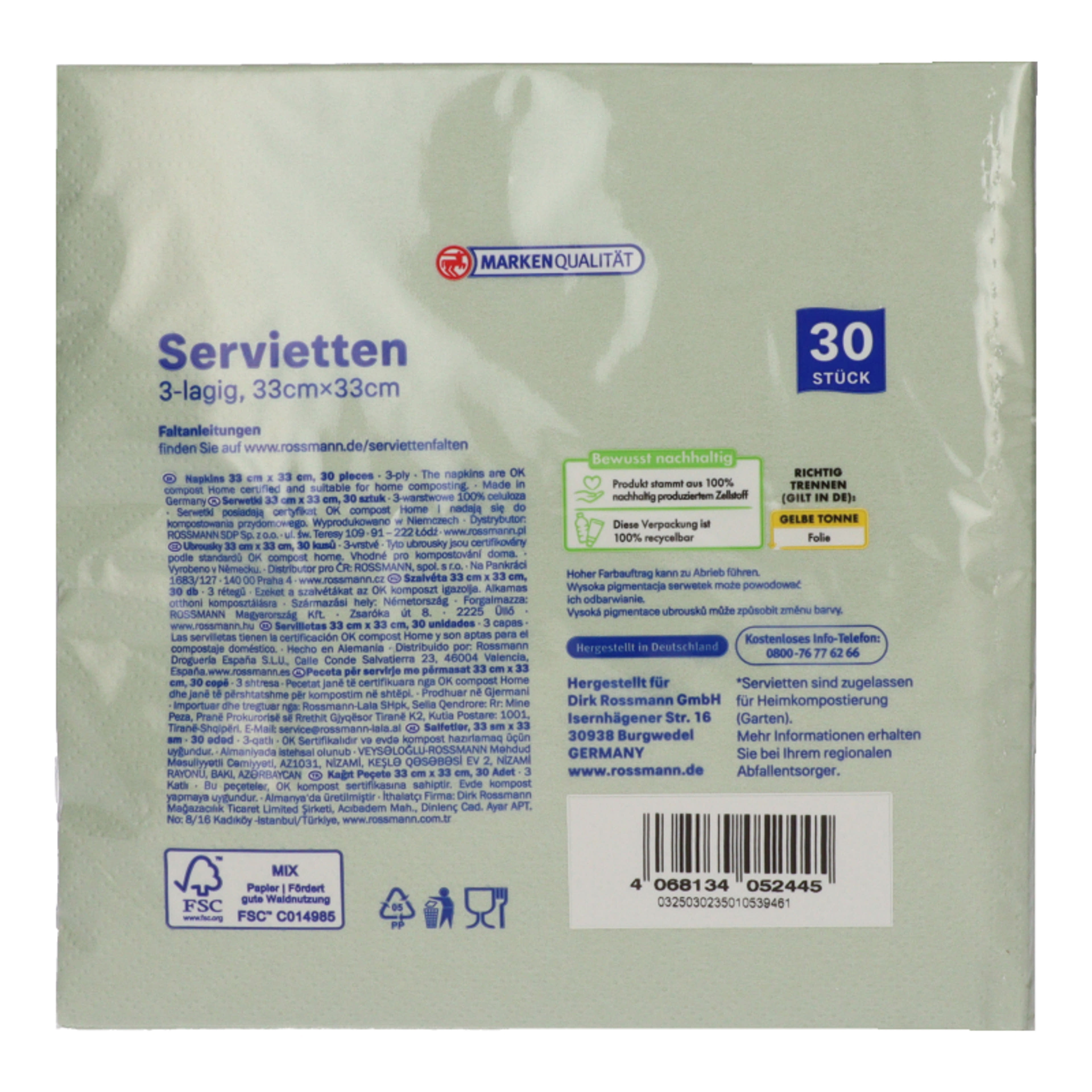Alouette szalvéta /mentazöld 33x33 cm - 30 ml-2