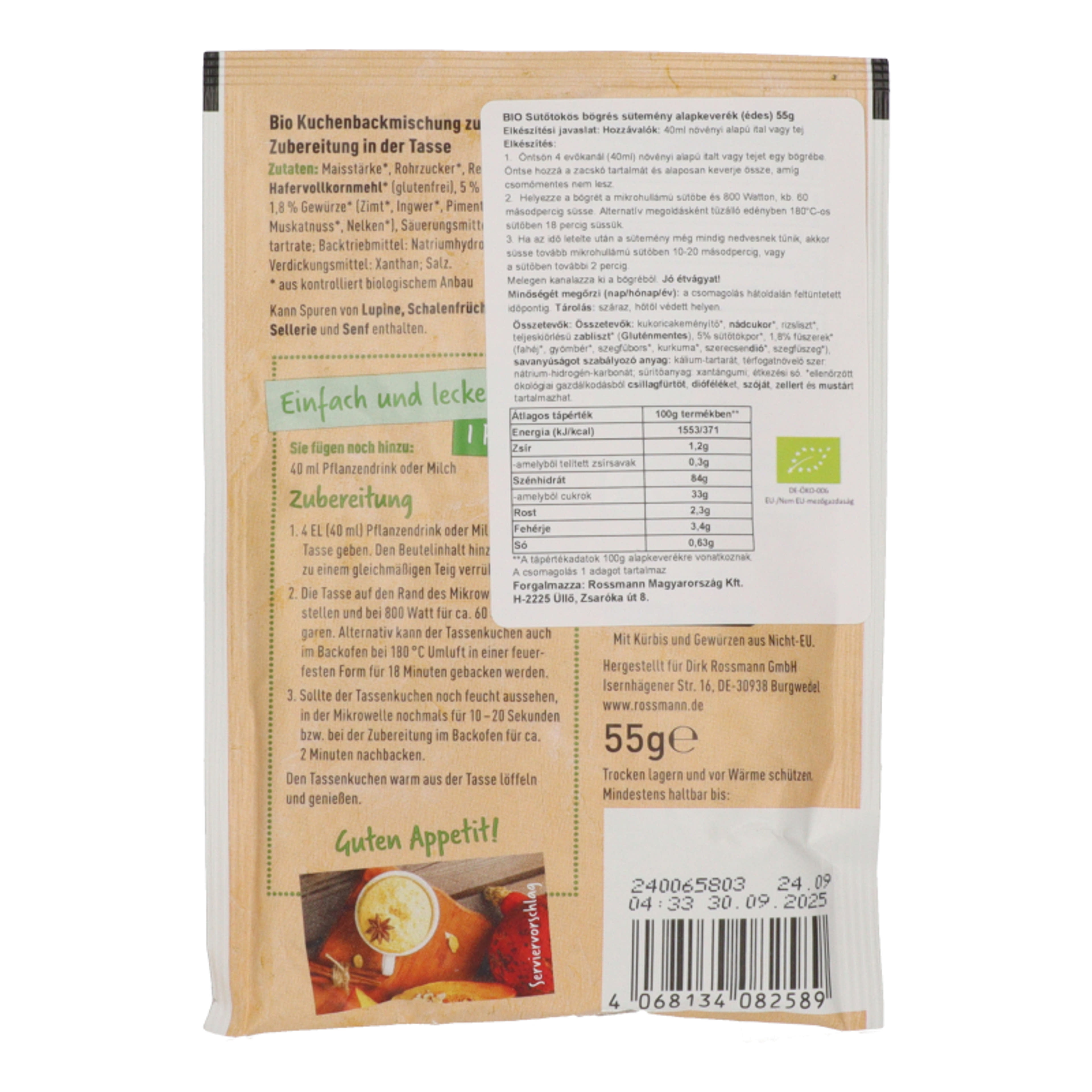 Ener-Bio pumpkin spice bögrés süti - 250 g-2