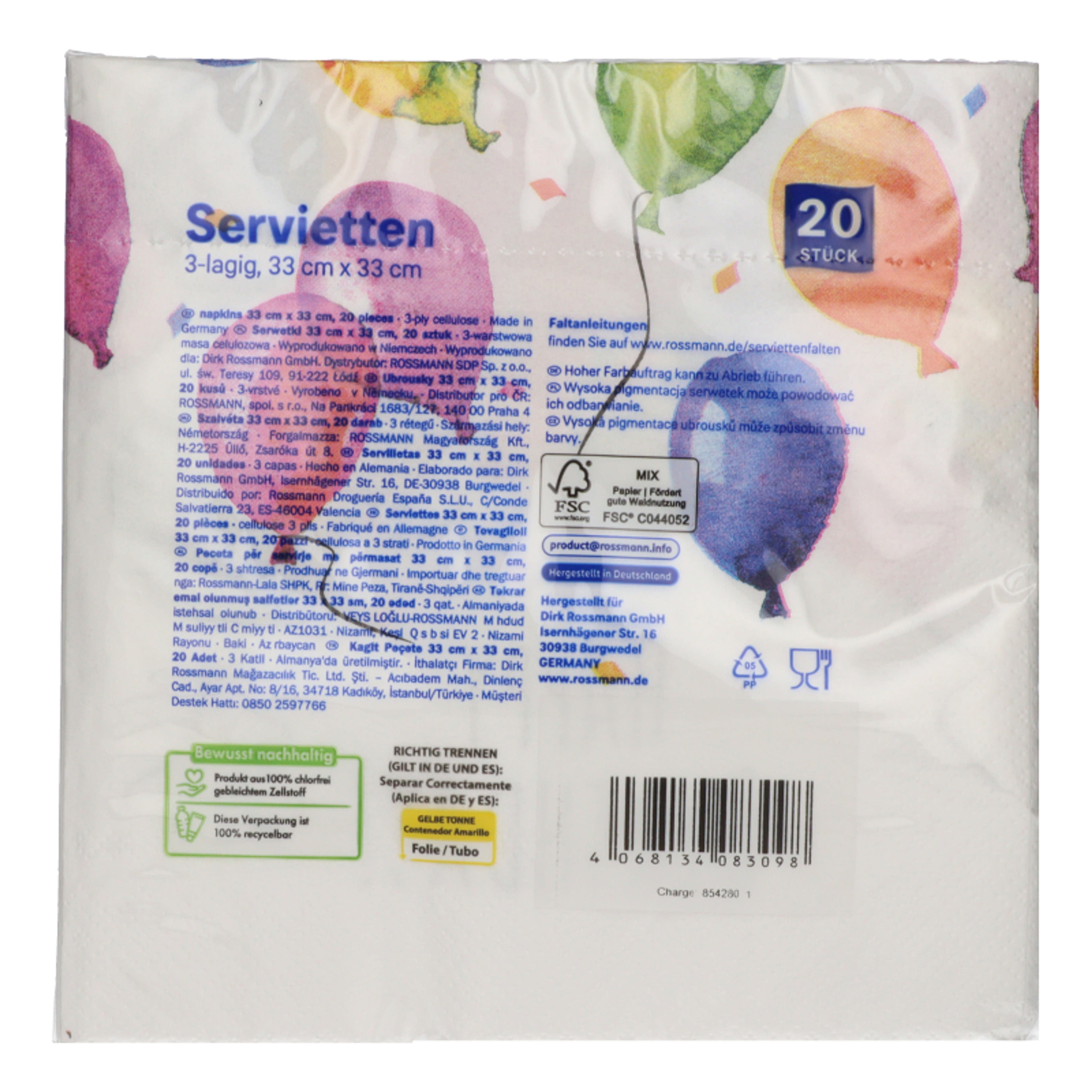 Alouette Happy Birthday szalvéta 3 rétegű 33x33 cm - 20 db-2