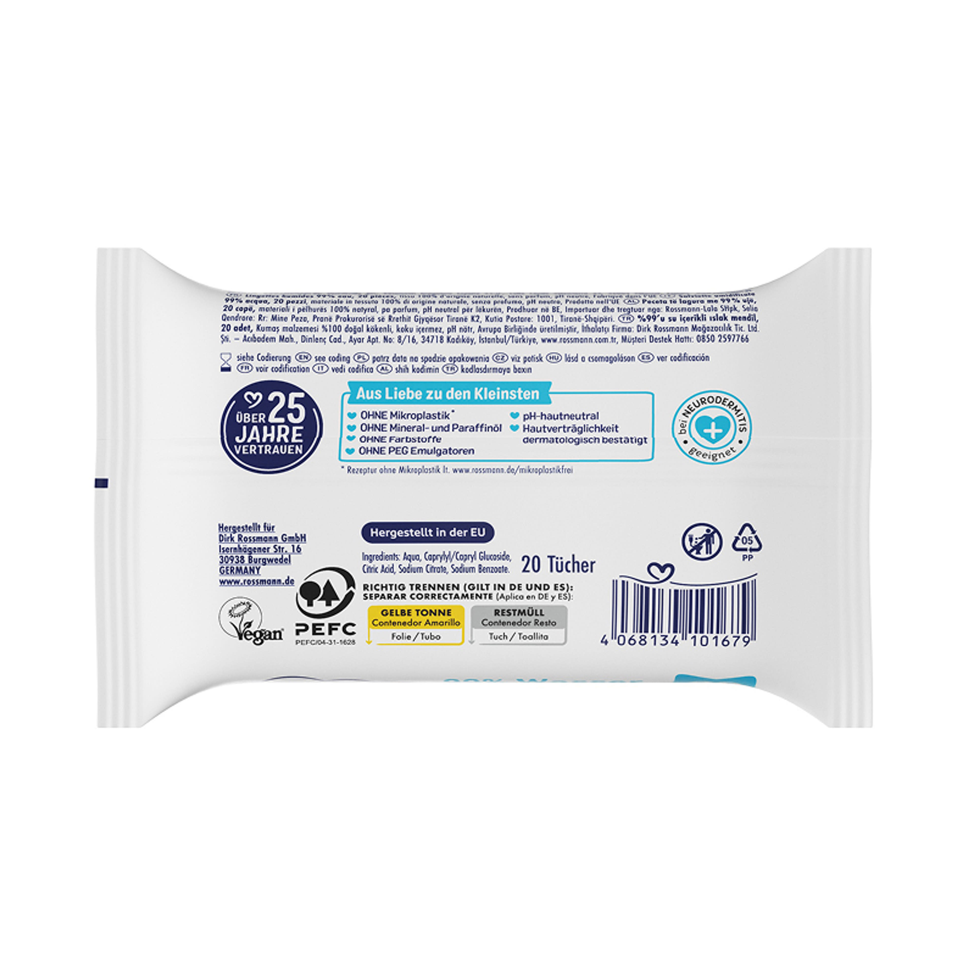 Babydream törlőkendő 99% vízzel - 20 db-2