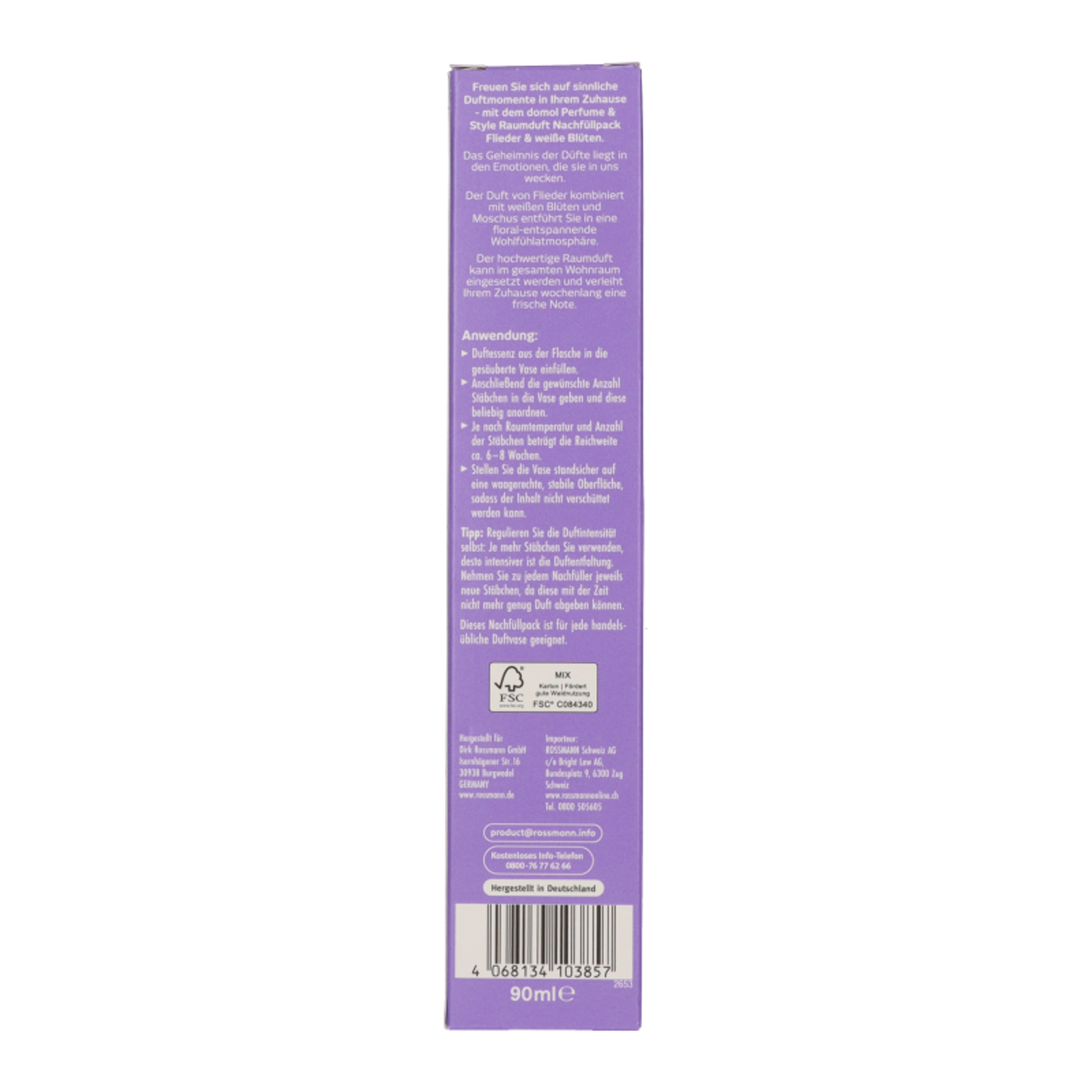 Domol Parfume & Style szobaillatosító halványlila és fehér virágokkal - 90 ml-3