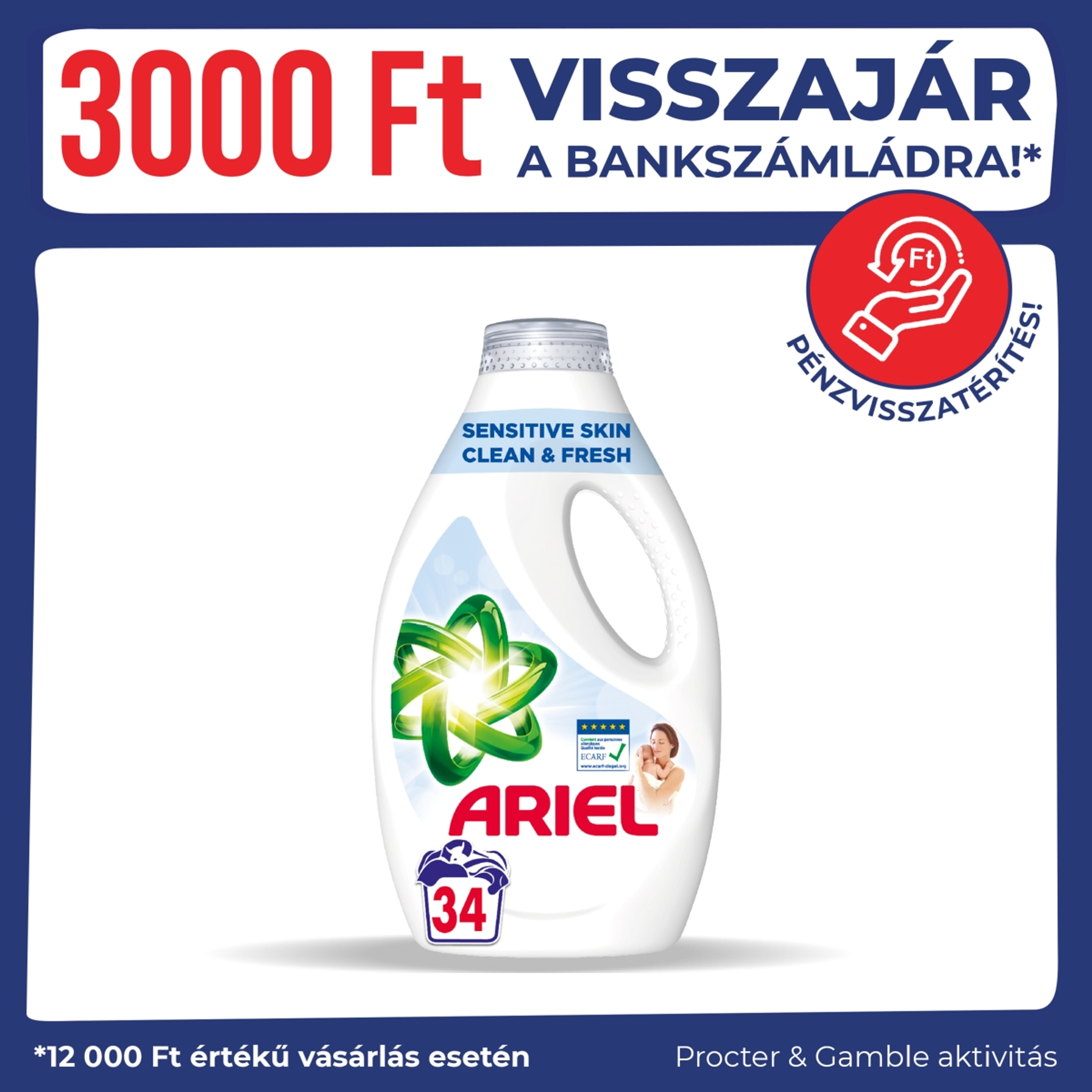 Ariel Sensitive Skin Clean & Fresh folyékony mosószer, 34 mosáshoz - 1700 ml-1