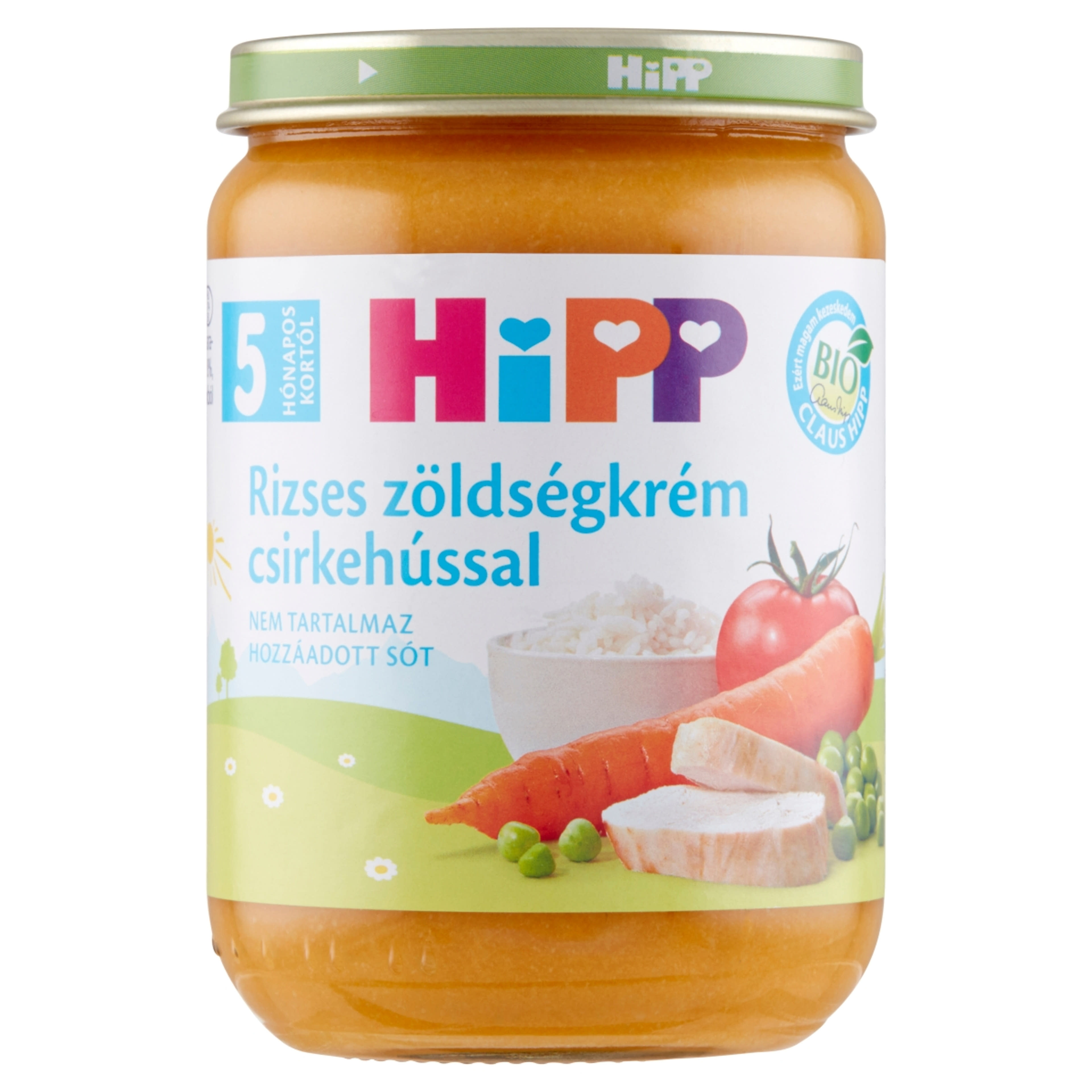 Hipp Bio Bébiétel Zöldséges Rizs Csirkehússal 5 Hónapos Kortól - 190 g-1