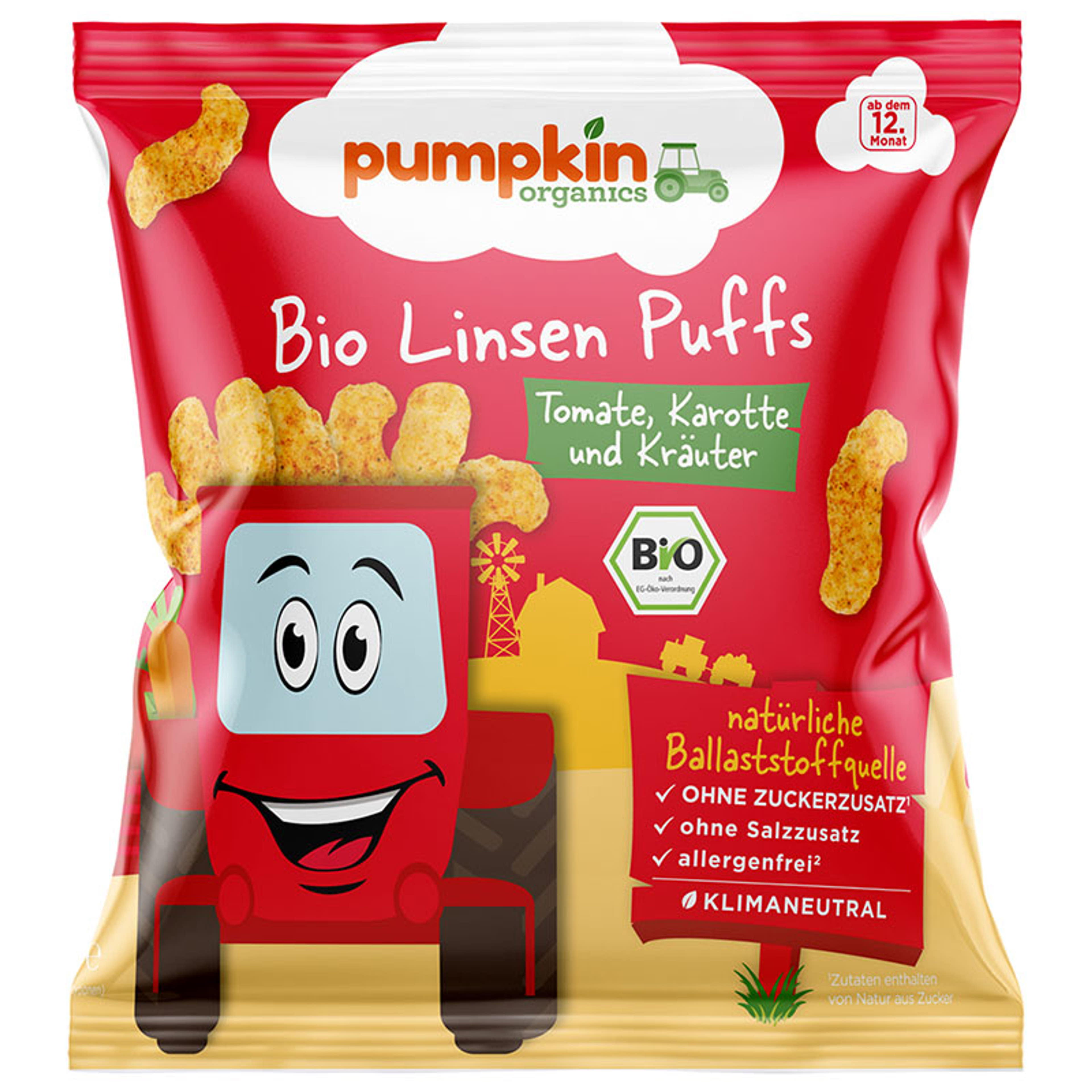Pumpkin Bio Organics ropogós lencse pufi snack 12 hónapos kortól - 20 g