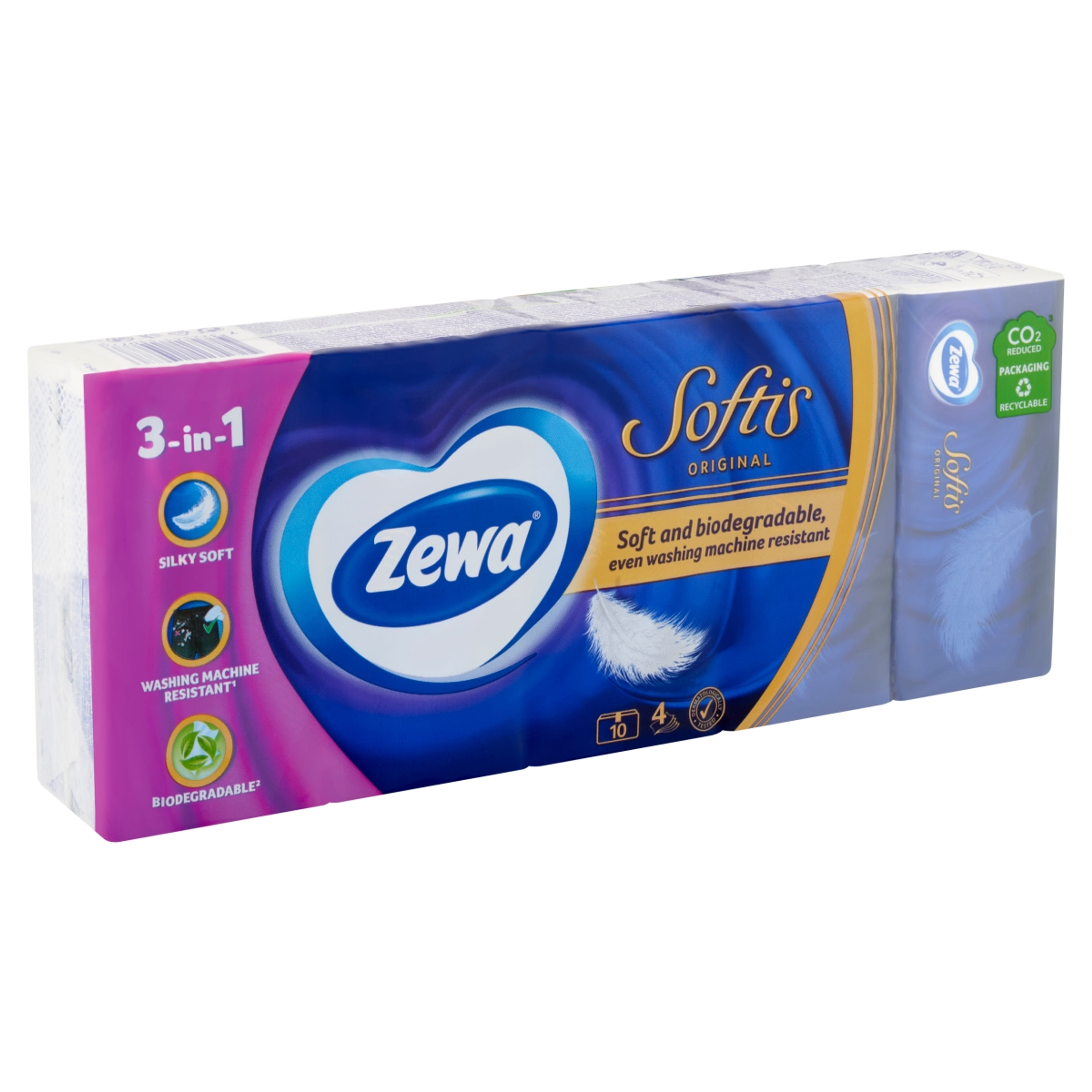 Zewa Softis papírzsebkendő, 4 rétegű 10x9 db - 90 db-2