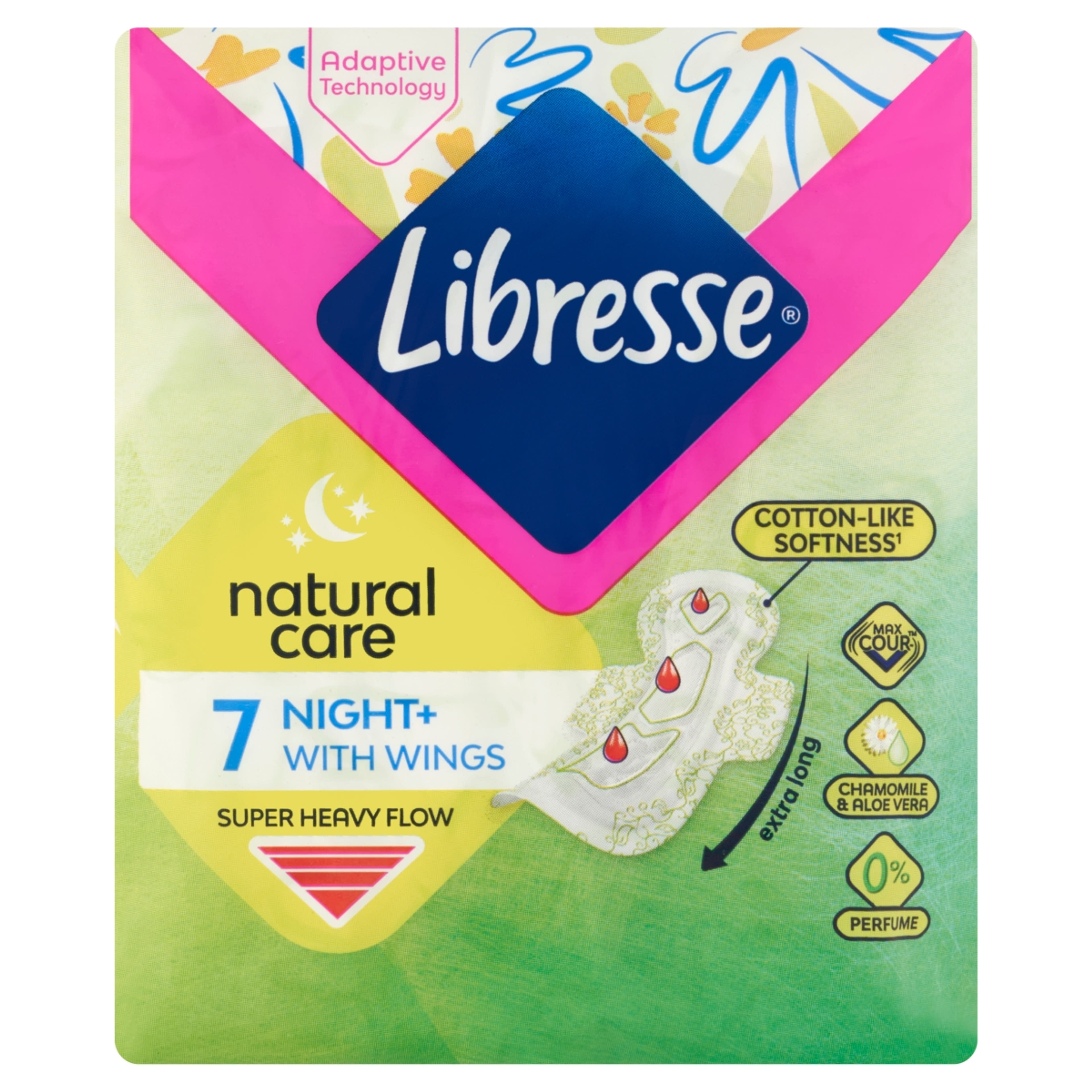 Libresse Night+ Natural Care éjszakai egészségügyi betét - 7 db-1