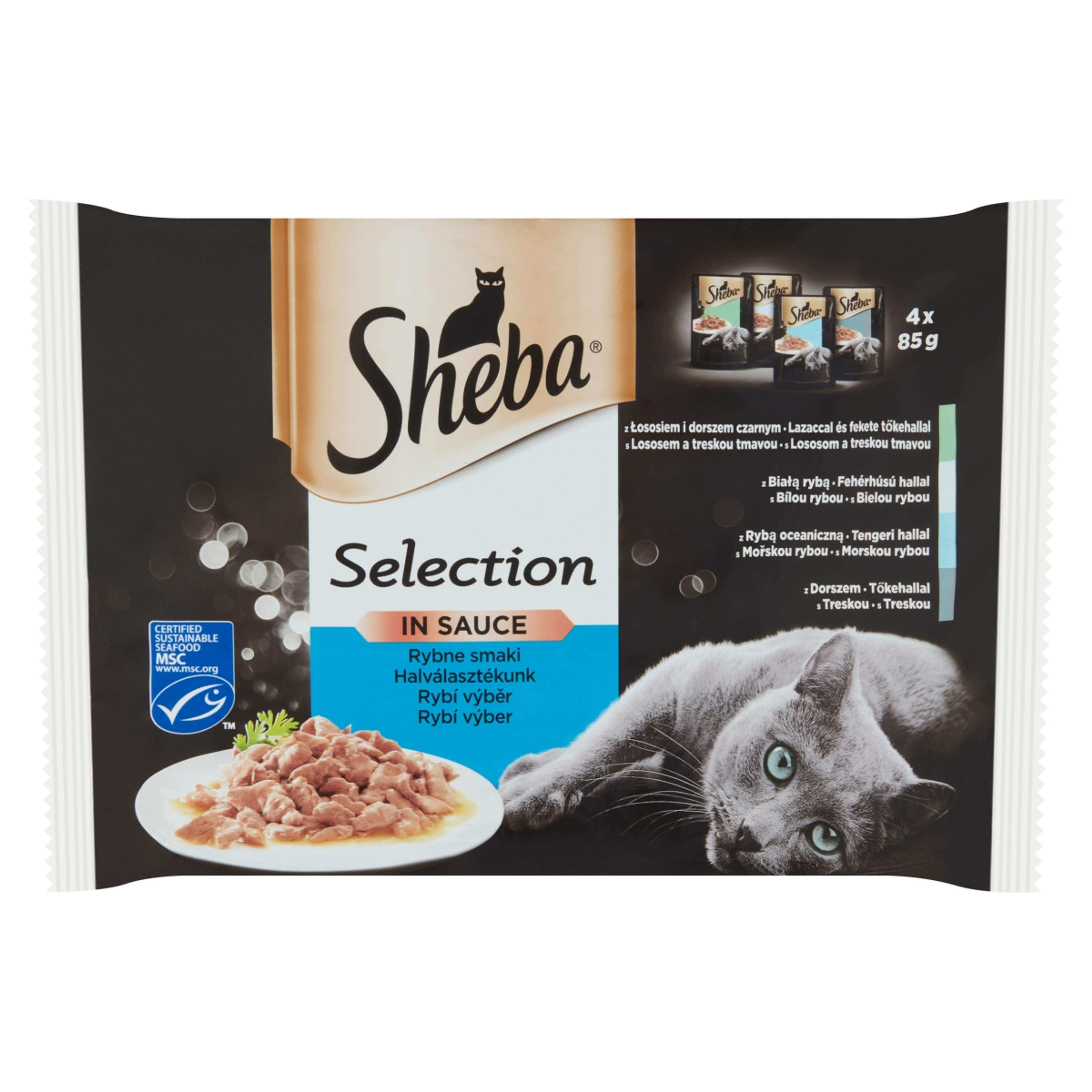 Sheba felnőtt teljes értékű alutasak macskáknak, halas válogatás (4x85 g) -  340 g-2