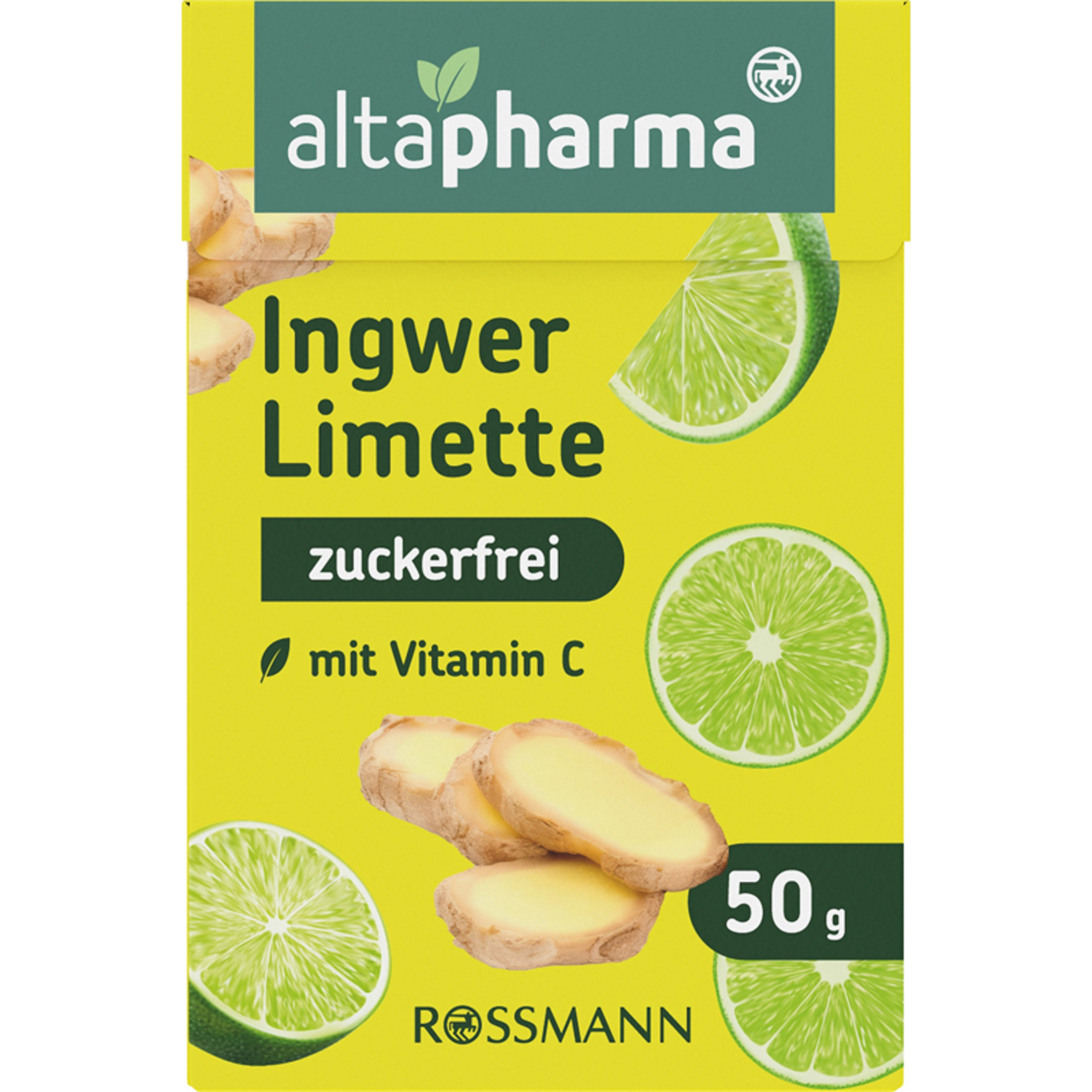 Altapharma gyömbér-lime ízű cukormentes cukorka édesítőszerekkel - 50 g